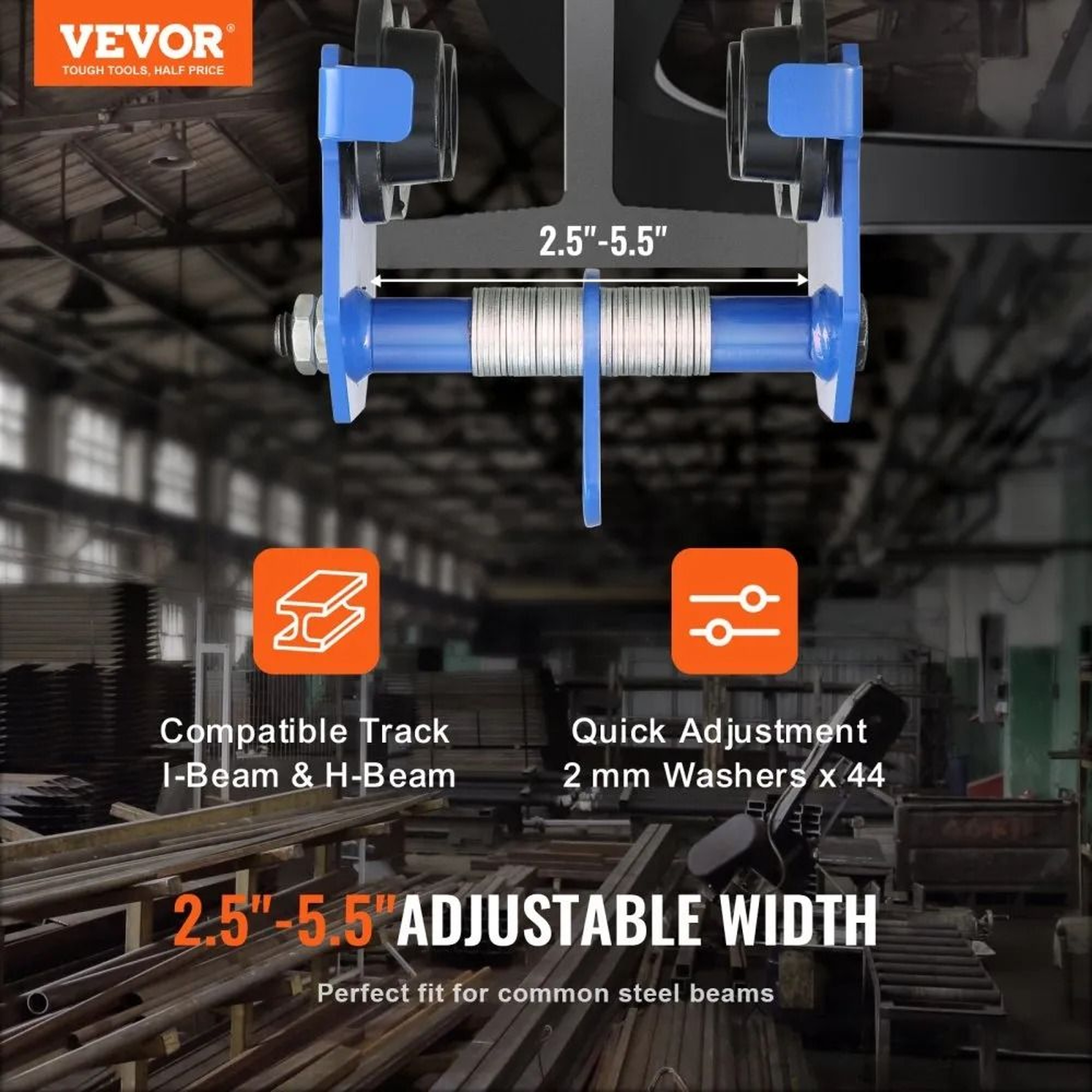 Heavy Duty 1100 Lb Push Beam Trolley Adjustable I Beam Trolley For Hoist Lifting 5