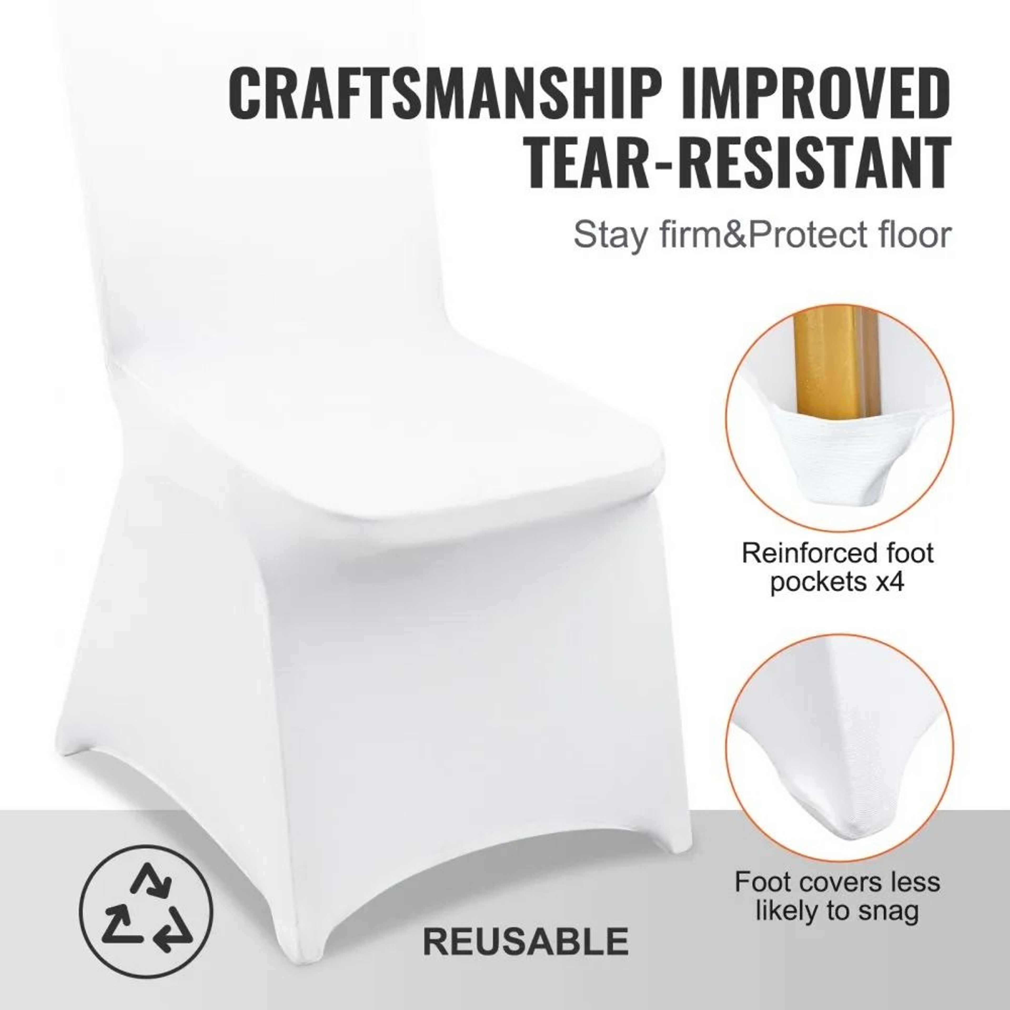Stretch Spandex Chair Covers For Weddings Banquets And Parties 12 Pack White 4