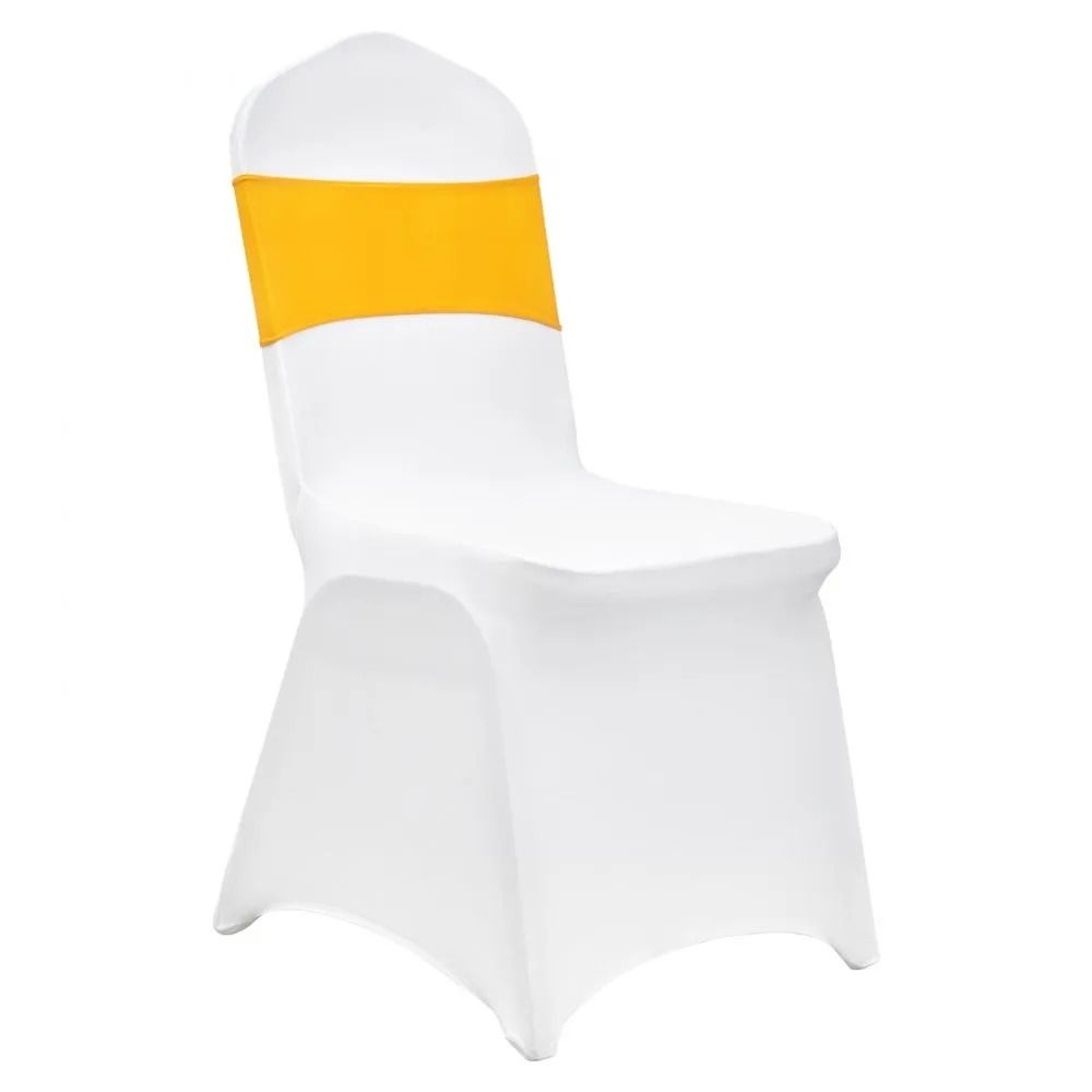 Premium Spandex Folding Chair Covers With Gold Sashes For Weddings And Banquets 0