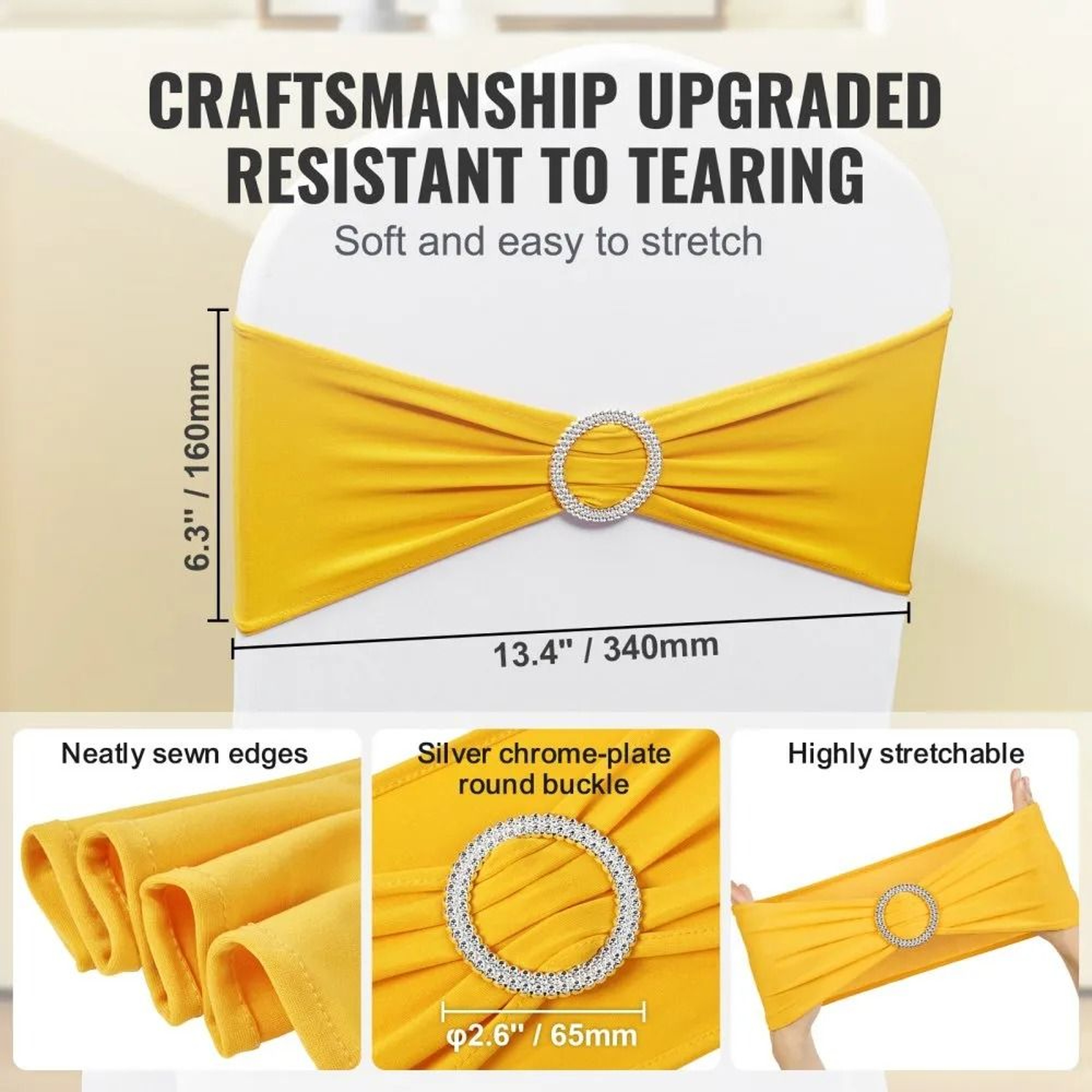 Stretch Spandex Chair Sashes With Round Buckle For Weddings And Banquets 3