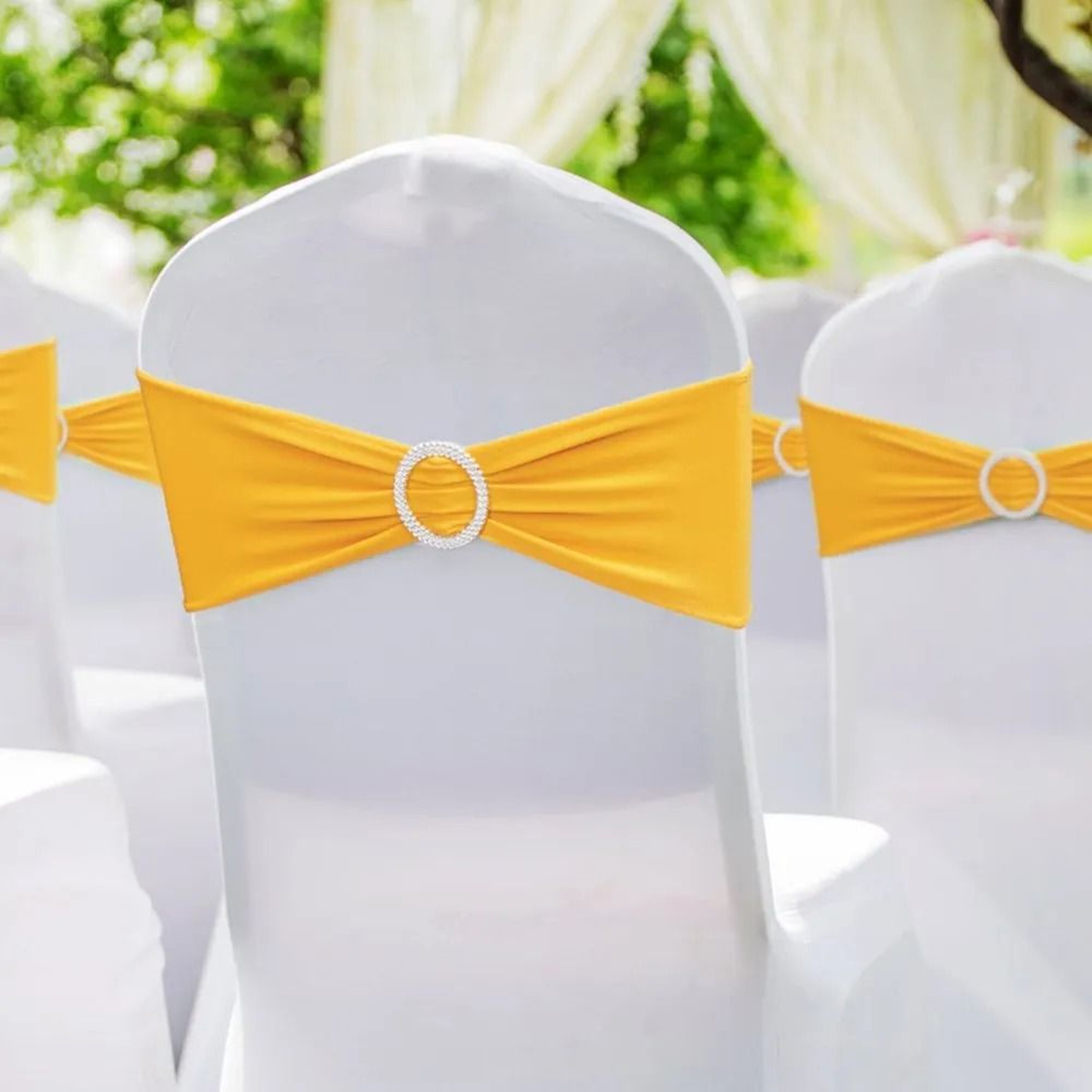 Stretch Spandex Chair Sashes With Round Buckle For Weddings And Banquets 6