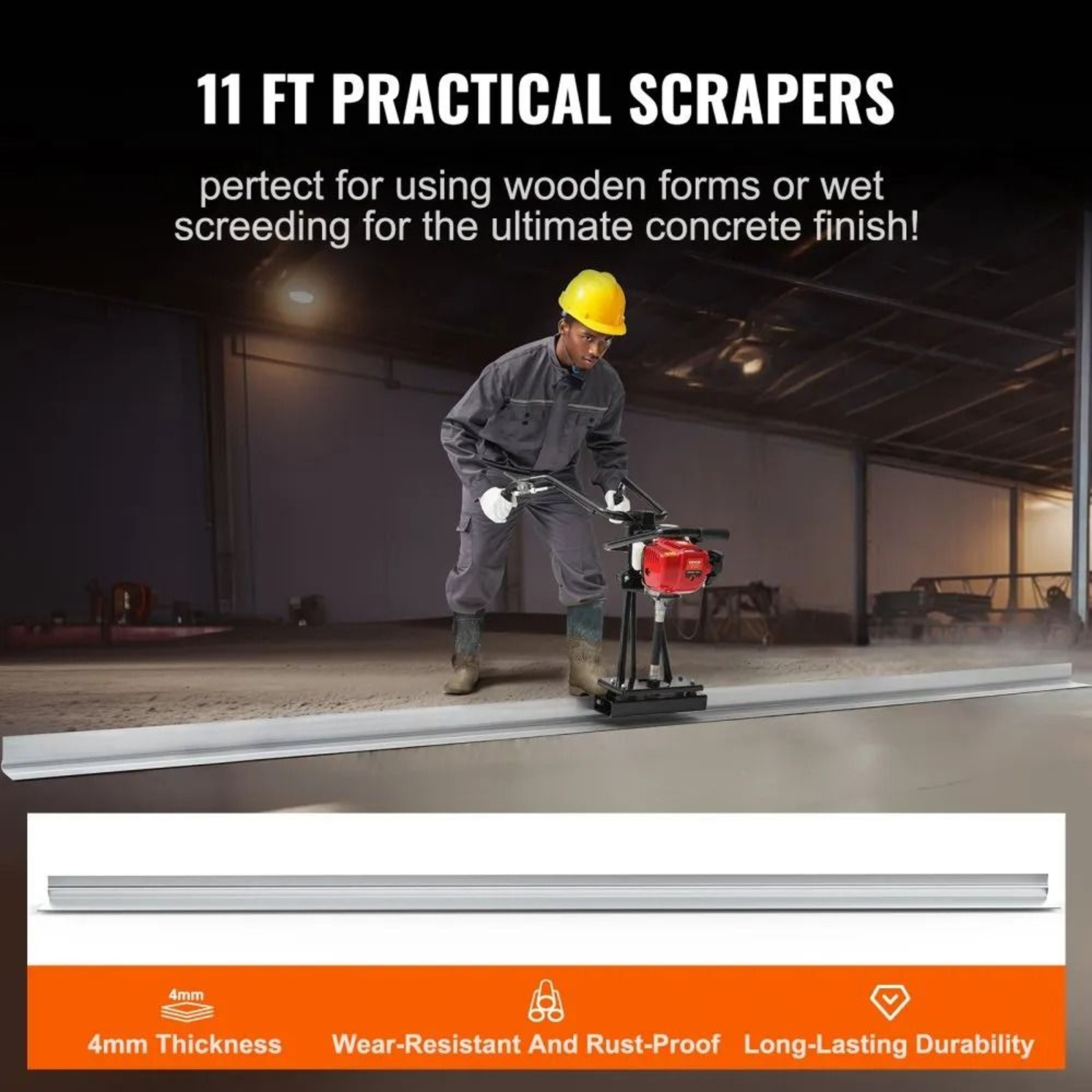 Gas Concrete Power Screed 11ft Aluminum Blade Vibrating Concrete Screed 3