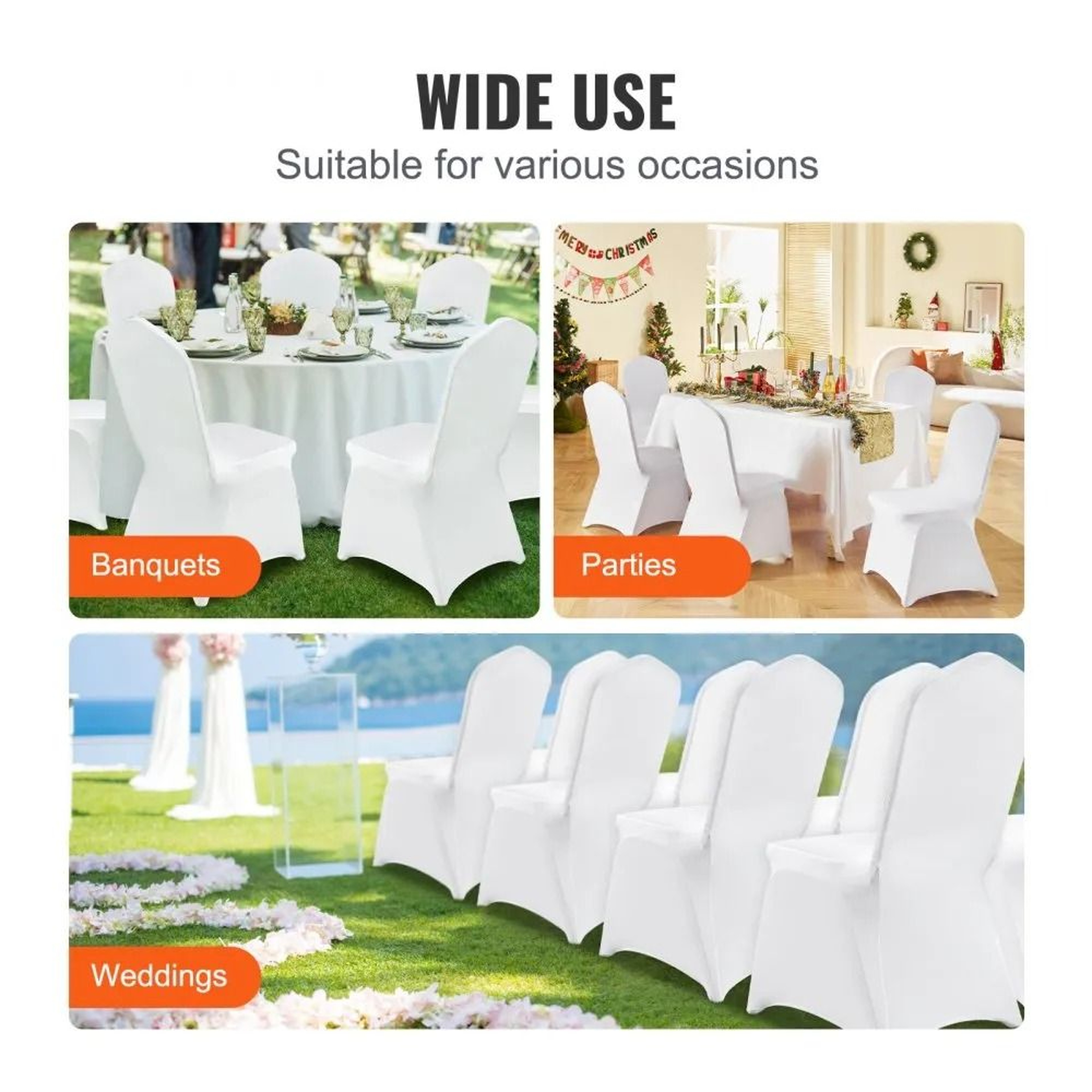 White Stretch Spandex Chair Covers 30 Pack For Weddings Banquets And Events 3