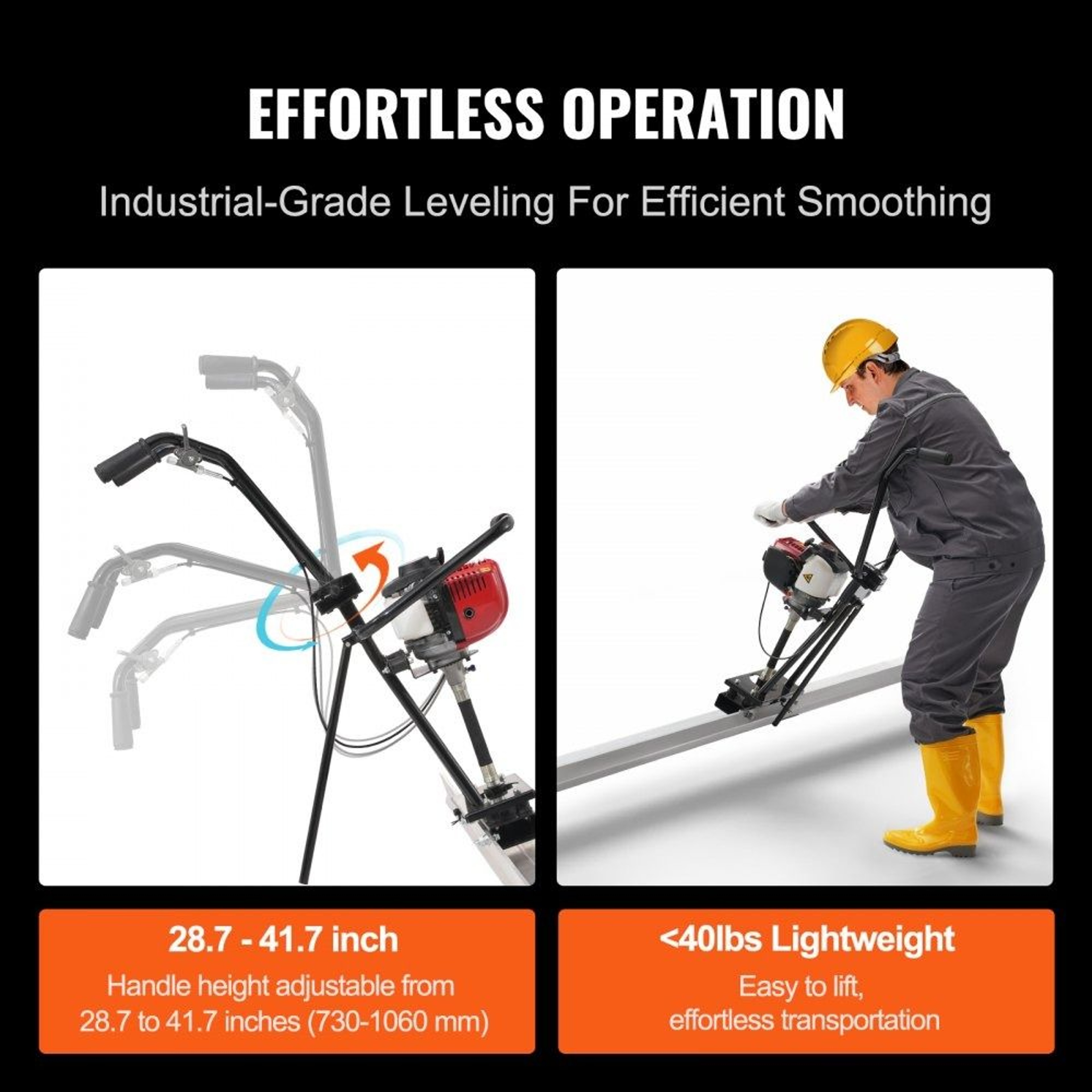 Gas Concrete Power Screed 8ft Aluminum Blade 4 Stroke Vibrating Concrete Leveler 4