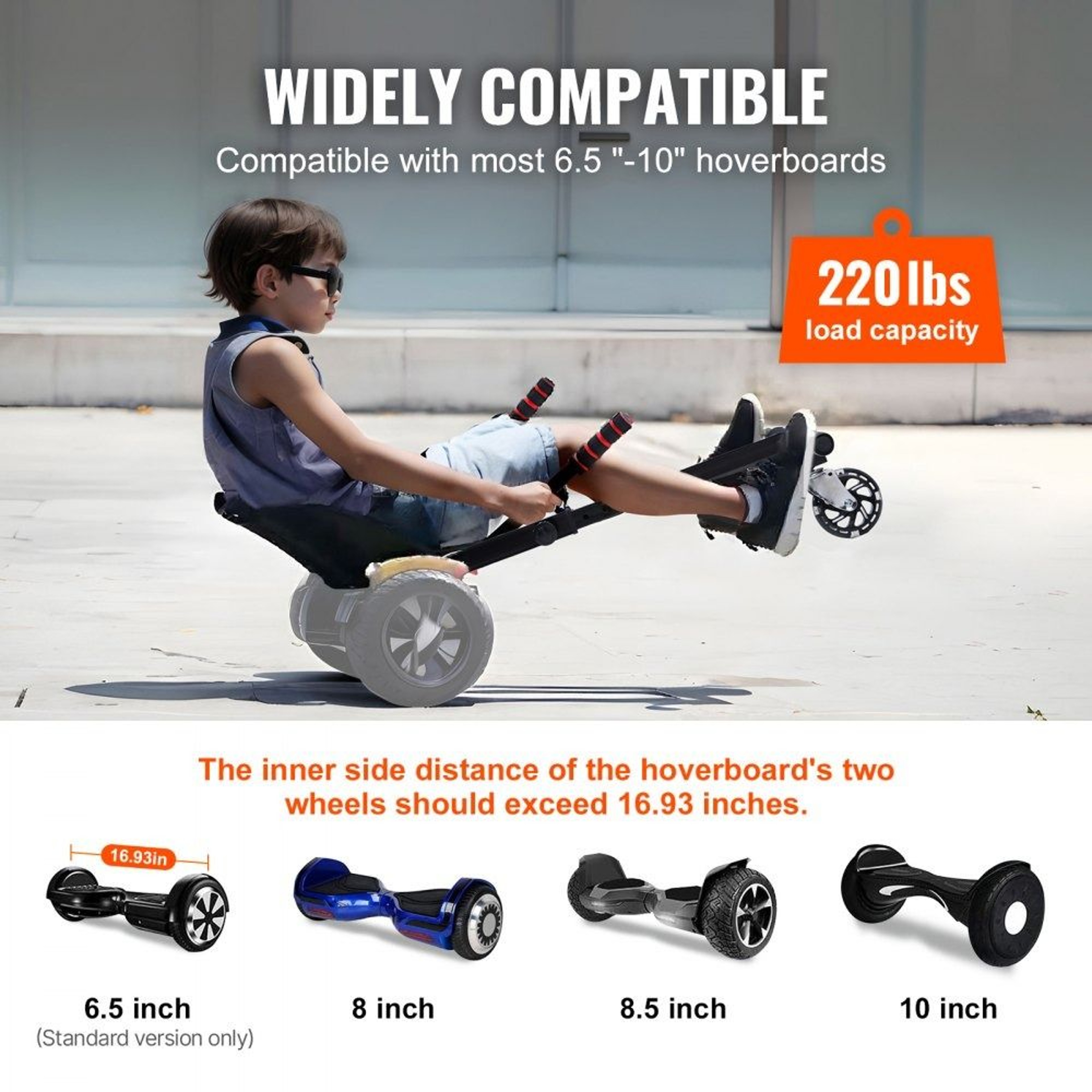 Hoverboard Seat Attachment With LED Wheels Adjustable Go Kart Conversion Kit 5