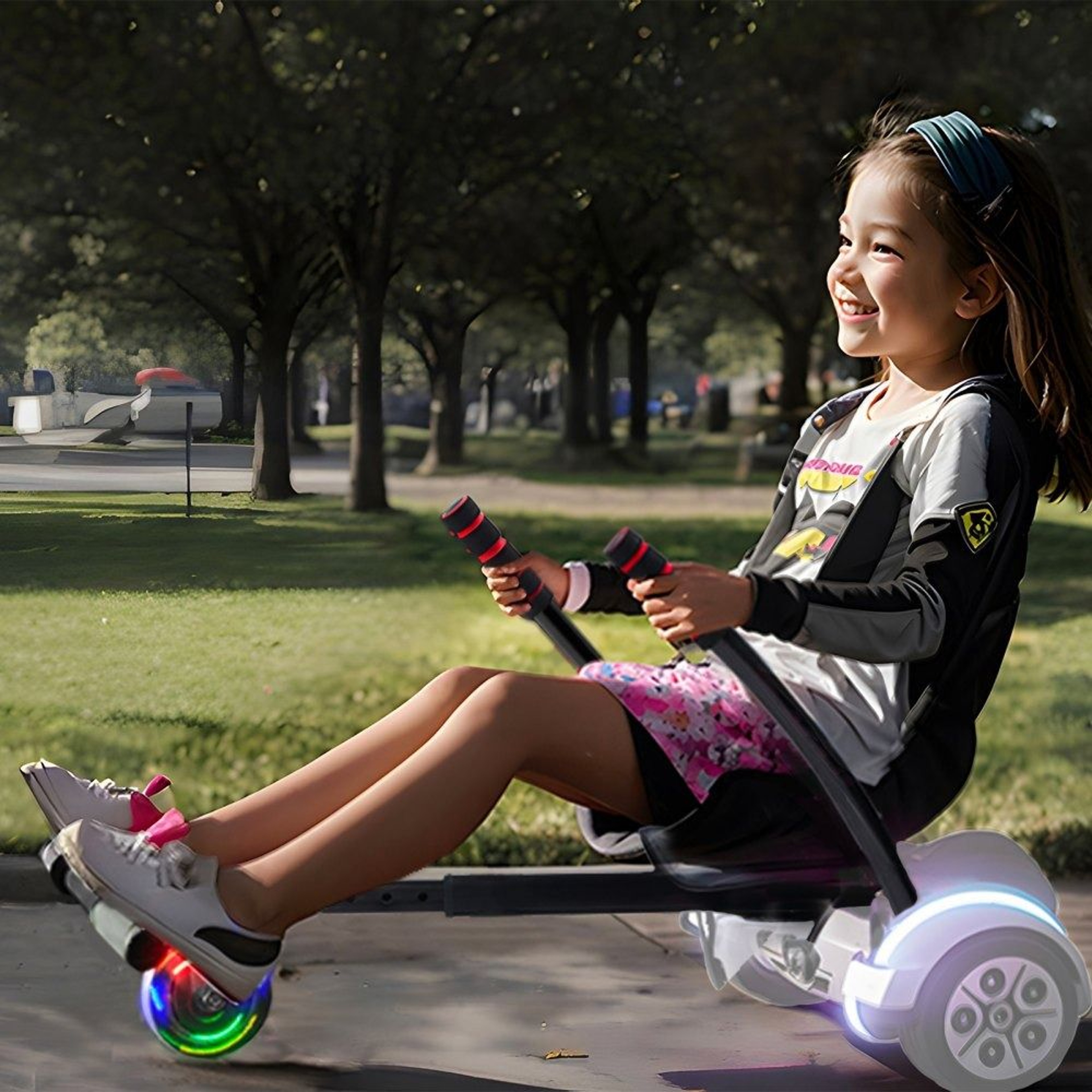 Hoverboard Seat Attachment With LED Wheels Adjustable Go Kart Conversion Kit 6