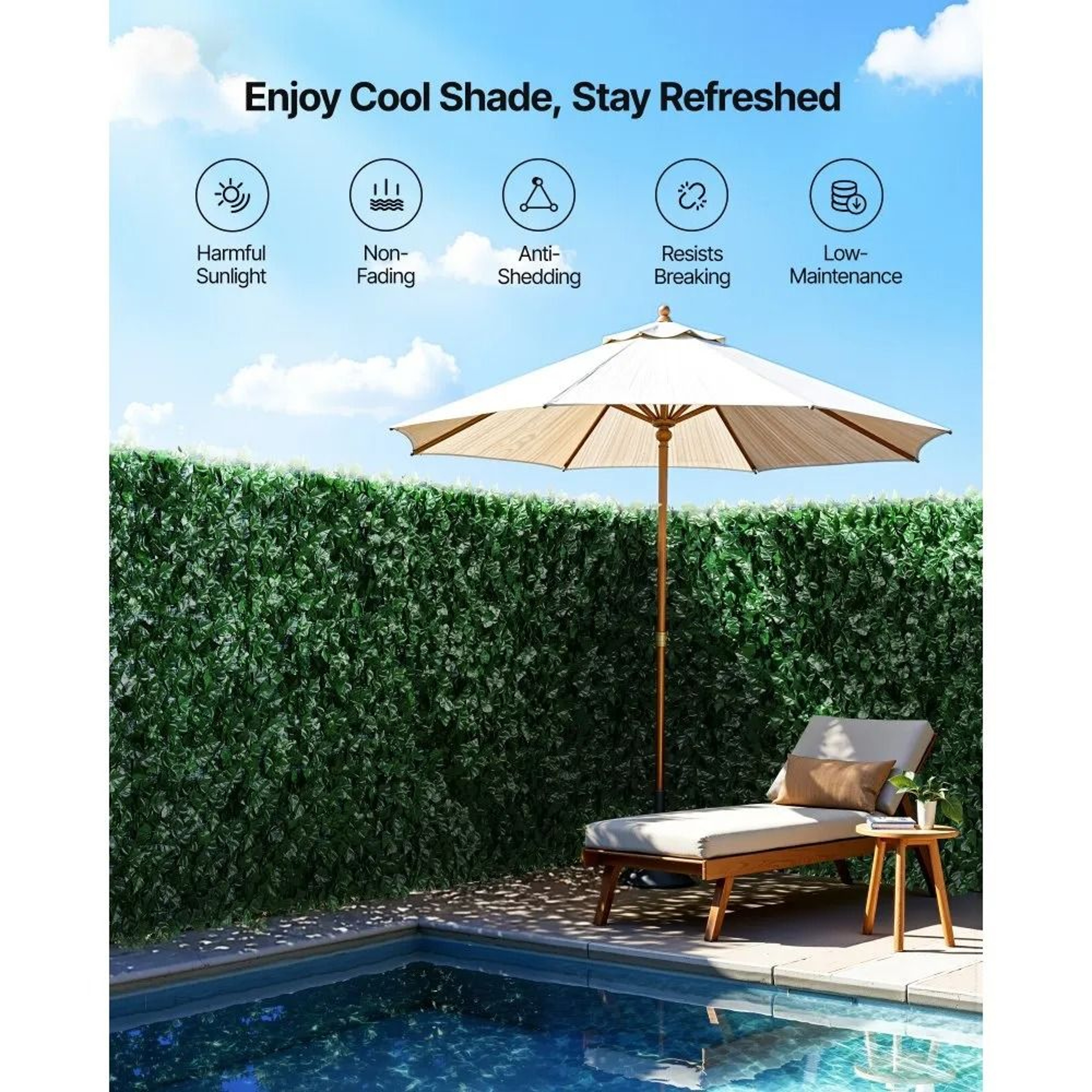 Artificial Ivy Privacy Fence Outdoor Green Wall Screen For Garden And Balcony 4