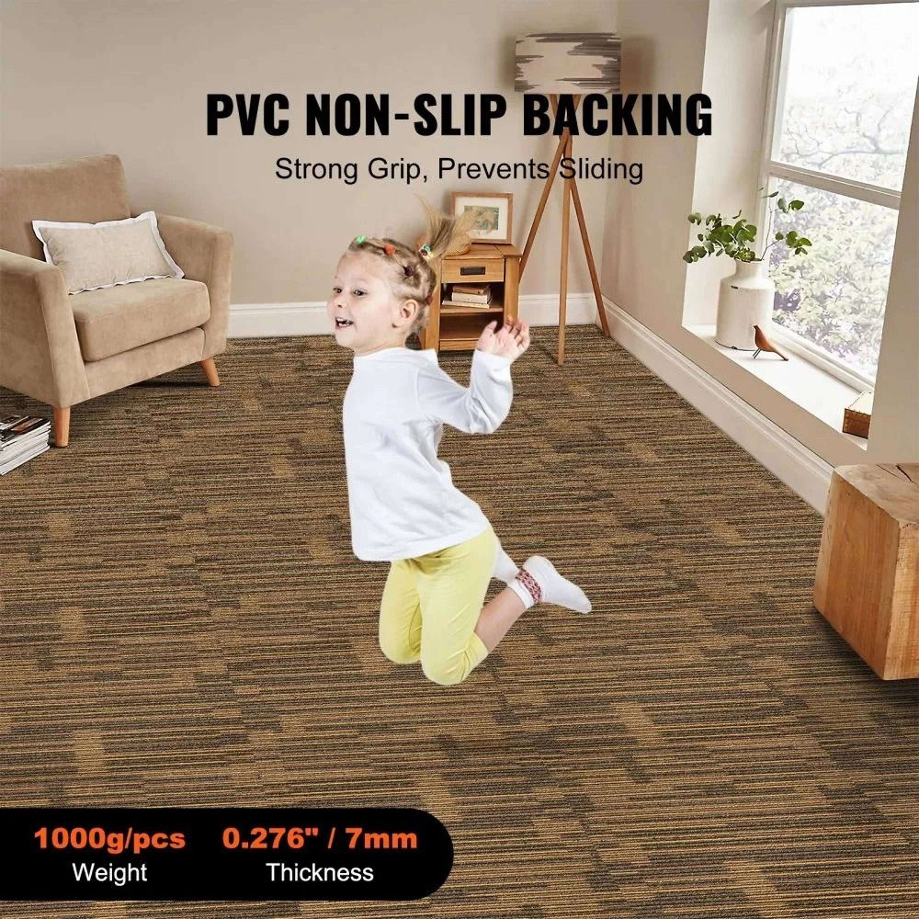 Reusable Padded Carpet Tiles 20 X 20 Inch DIY Floor Squares 3