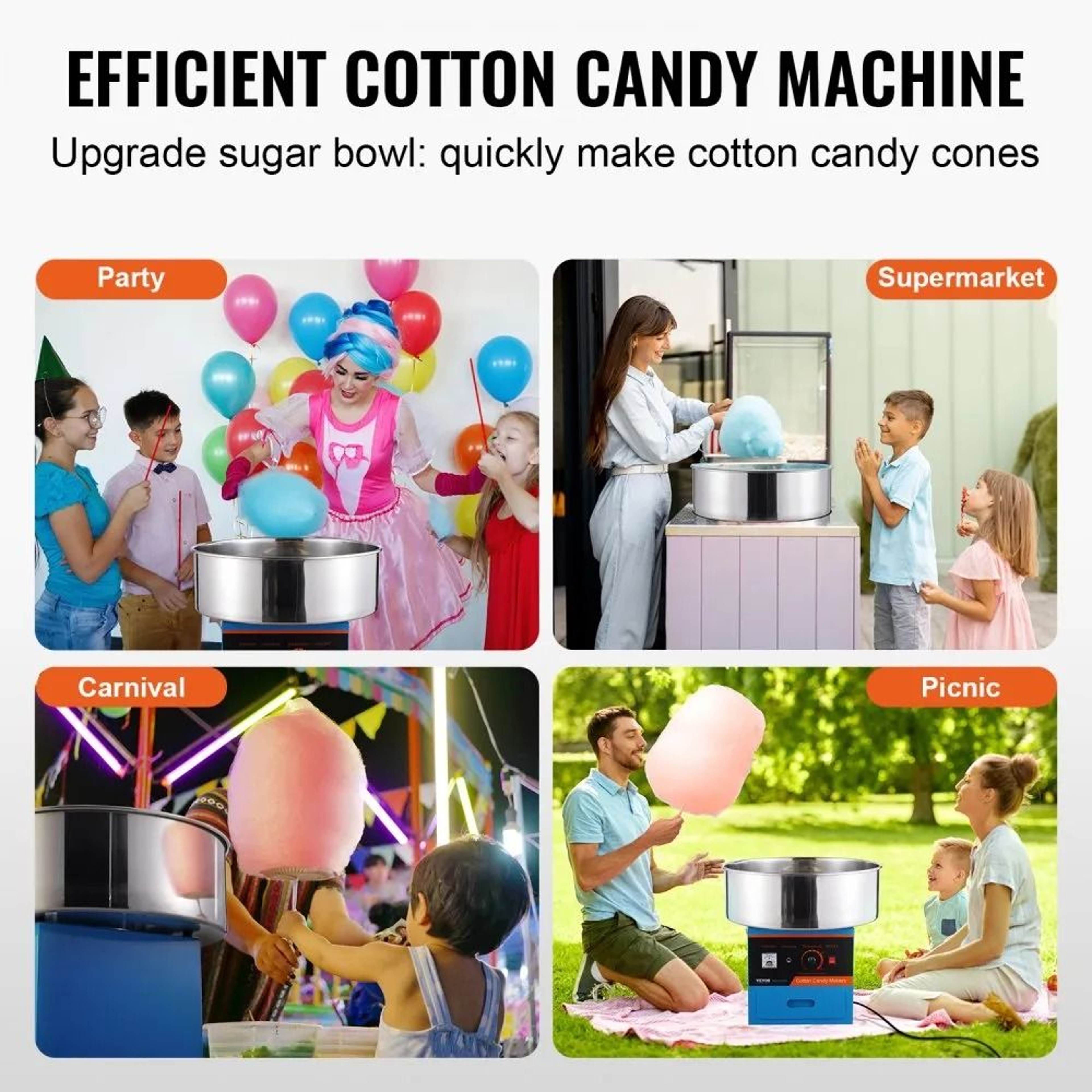 Commercial Electric Cotton Candy Machine 1000W Candy Floss Maker 6