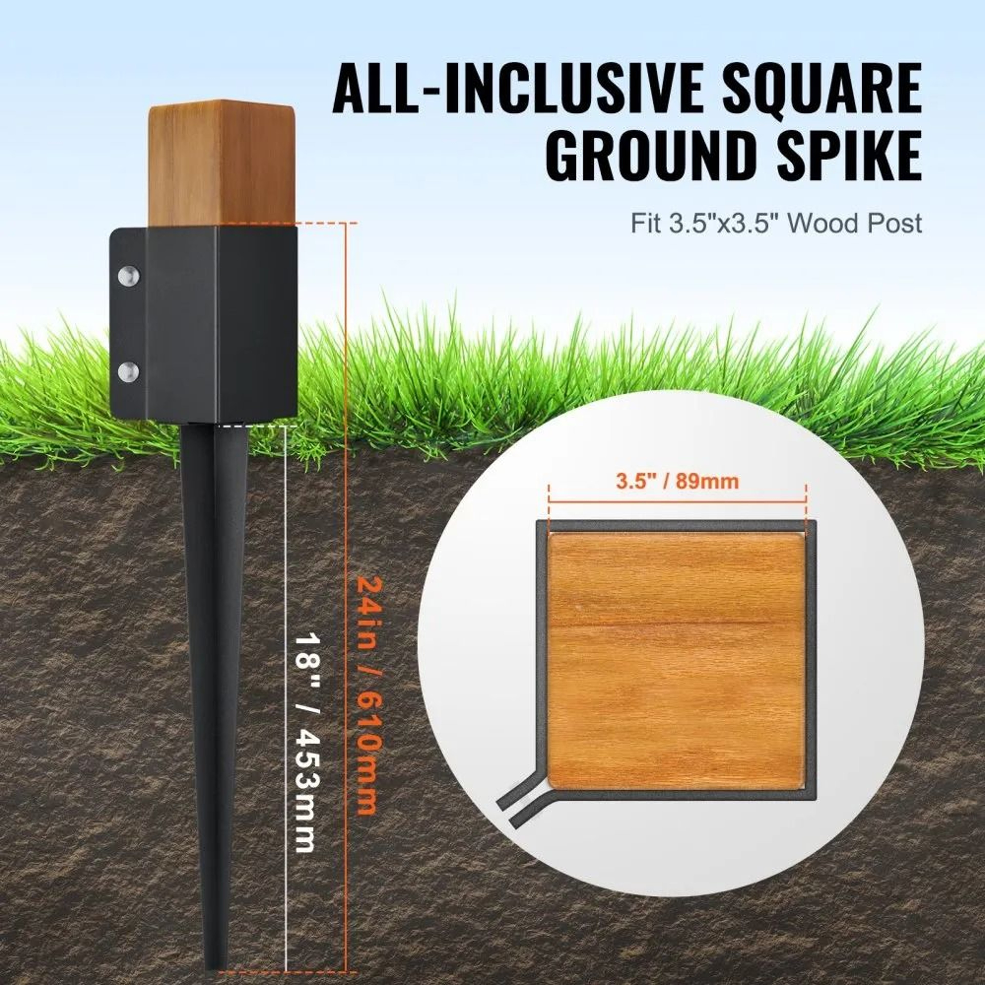 Heavy Duty Fence Post Anchor Ground Spikes For 35 Inch Wood Posts 6 Pack 4