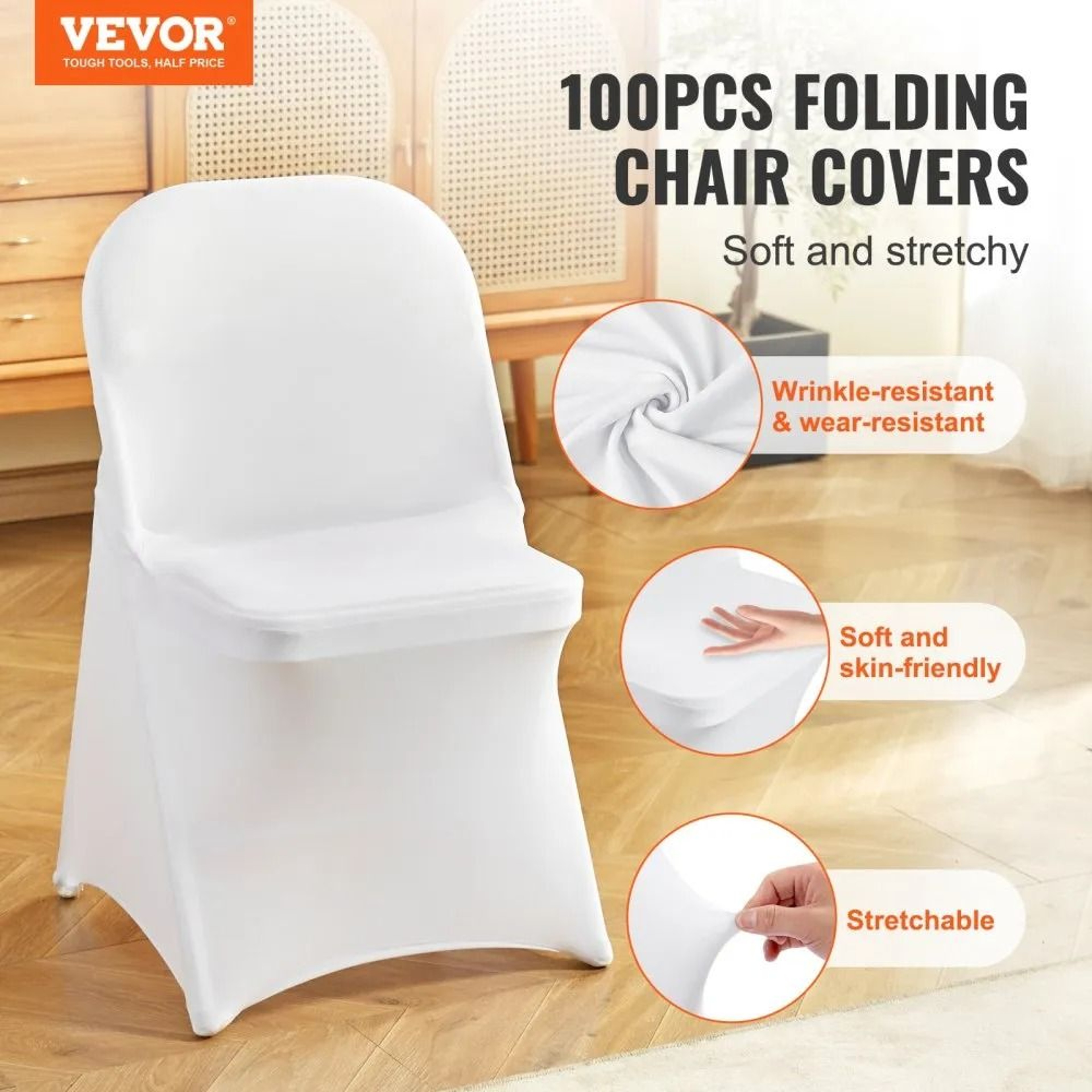 100 Piece White Spandex Chair Covers For Weddings Banquets And Events 2