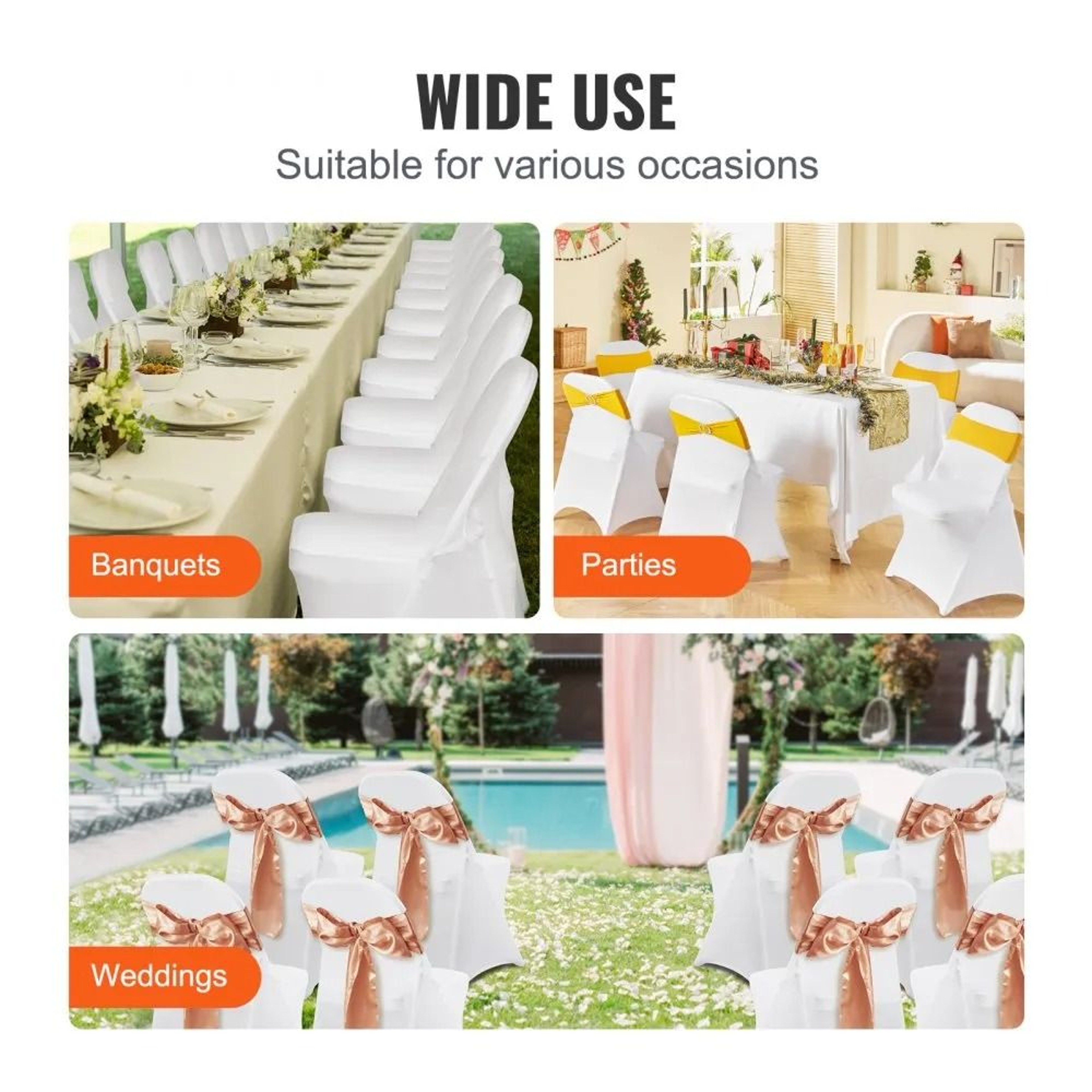 100 Piece White Spandex Chair Covers For Weddings Banquets And Events 3
