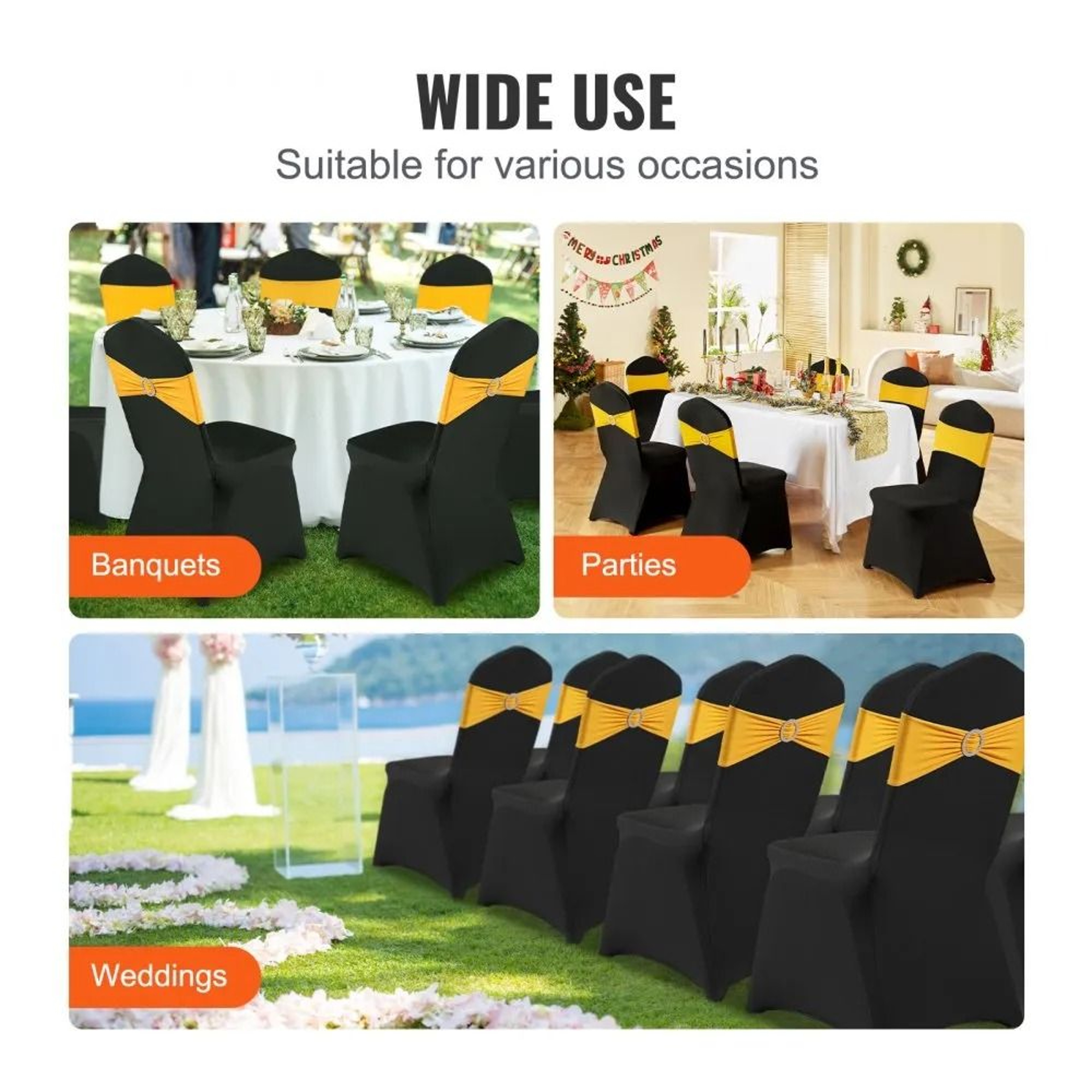Stretch Spandex Chair Covers For Weddings Banquets And Events 50 Pack Black 6