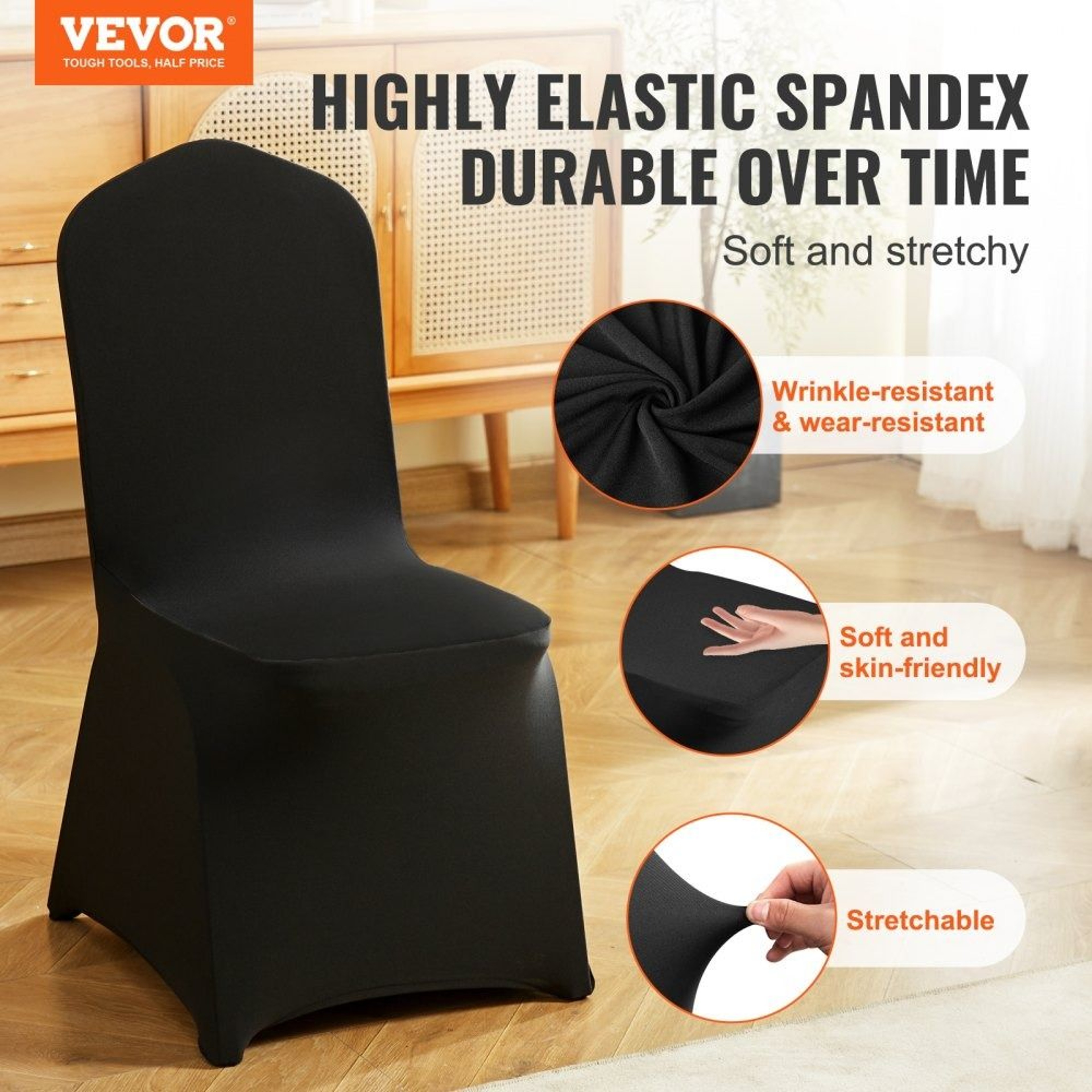 Stretch Spandex Folding Chair Covers Black Washable Wedding Banquet Slipcovers 30 Pack 1