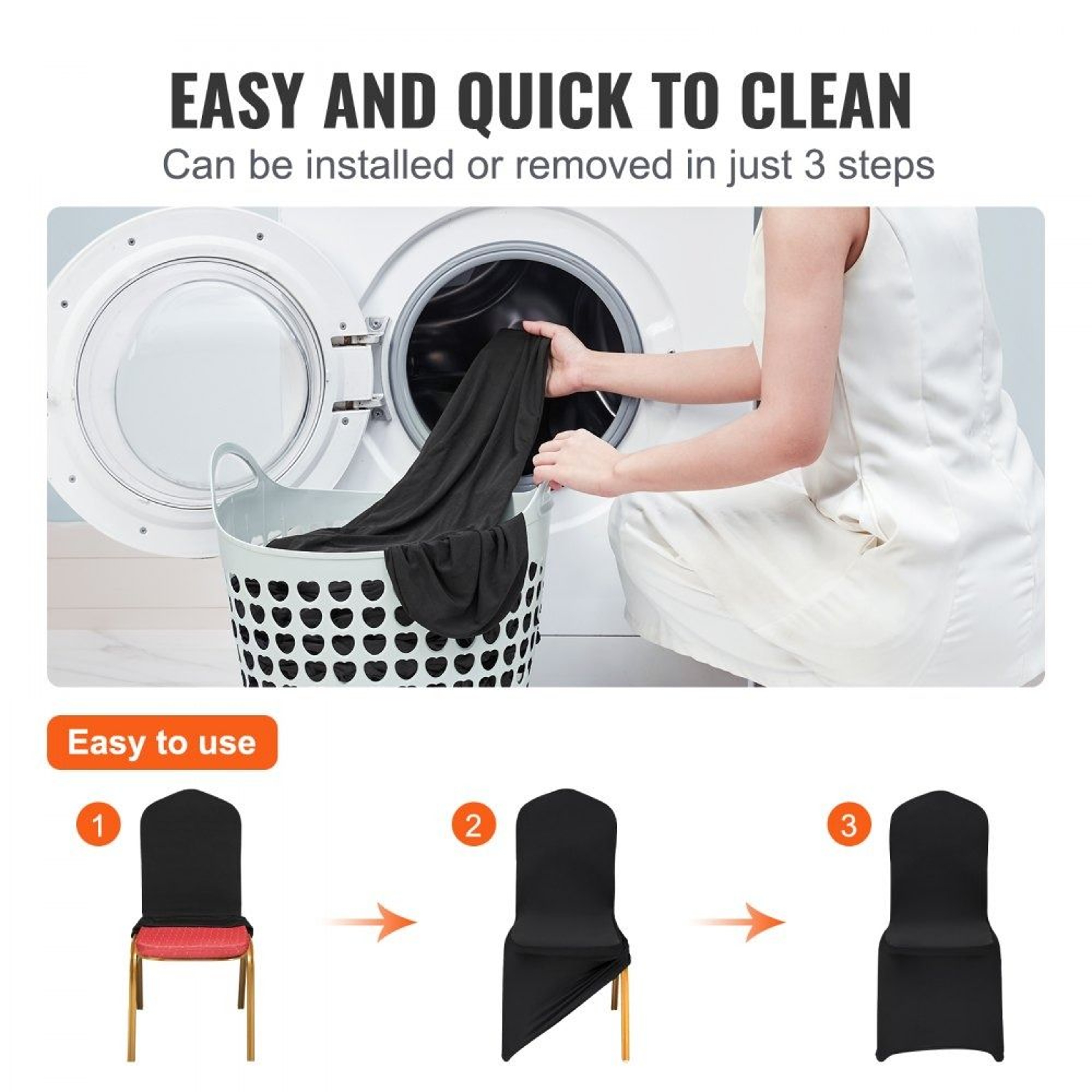 Stretch Spandex Folding Chair Covers Black Washable Wedding Banquet Slipcovers 30 Pack 3