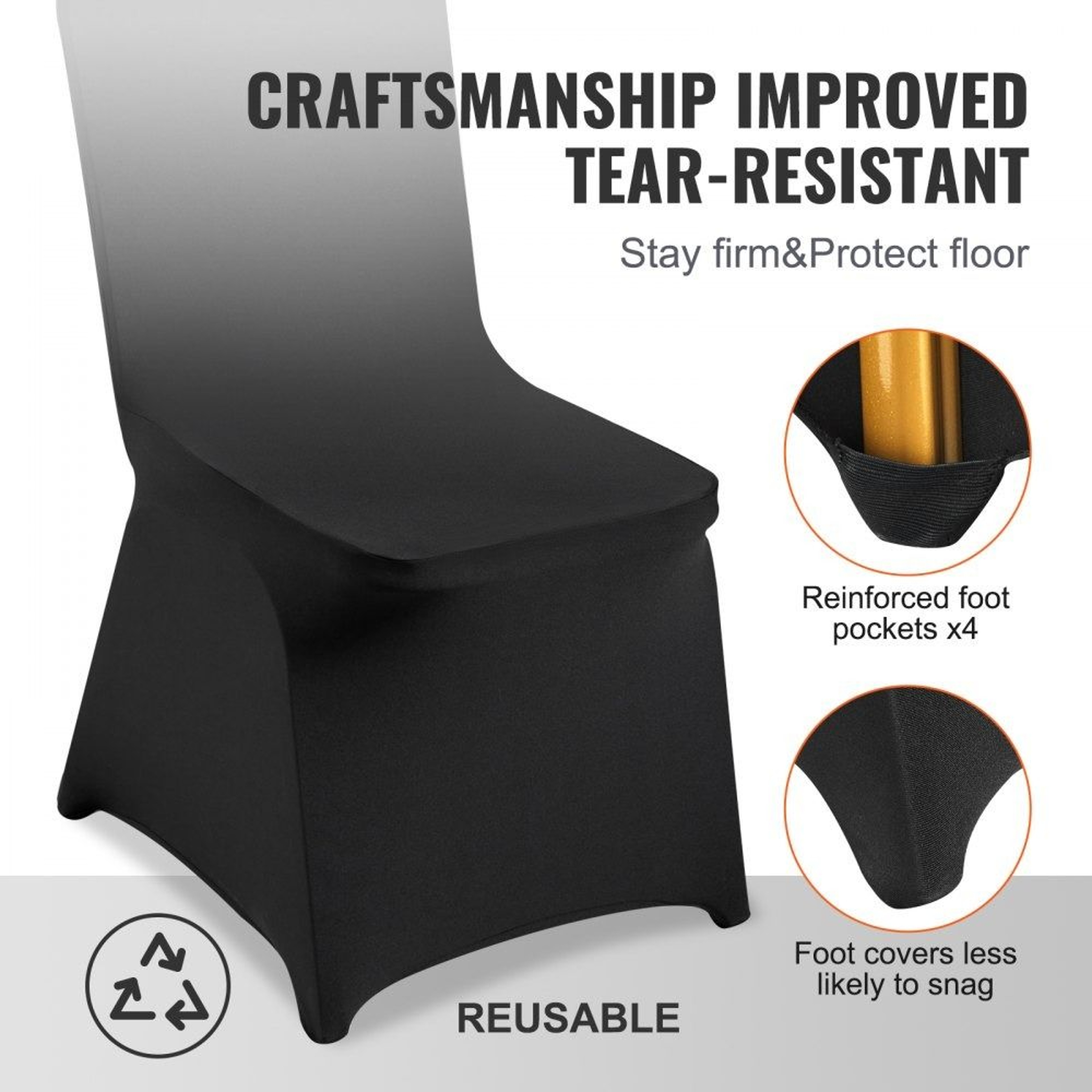 Stretch Spandex Folding Chair Covers Black Washable Wedding Banquet Slipcovers 30 Pack 2