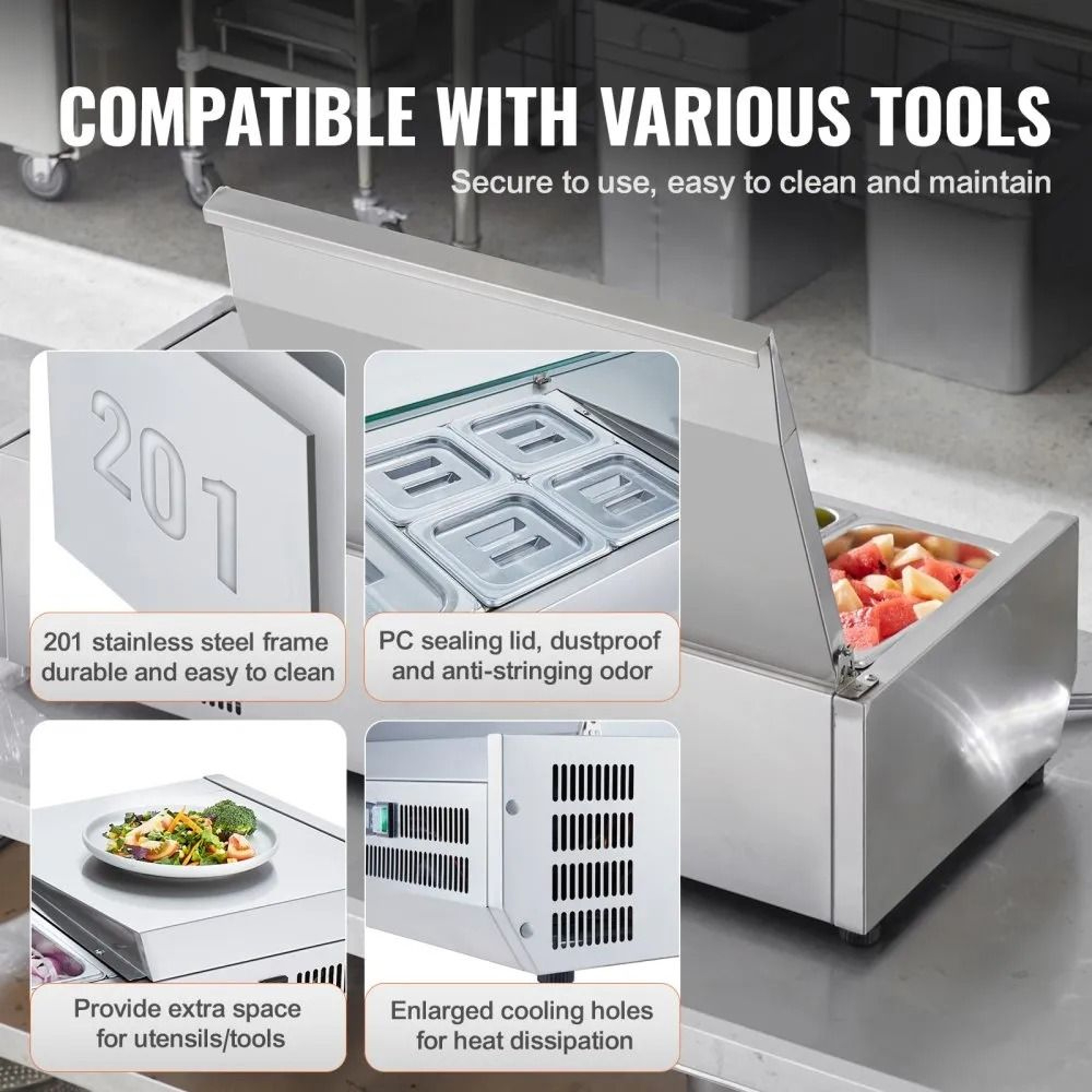 Refrigerated Condiment Prep Station Countertop Commercial Sandwich Prep Station 2