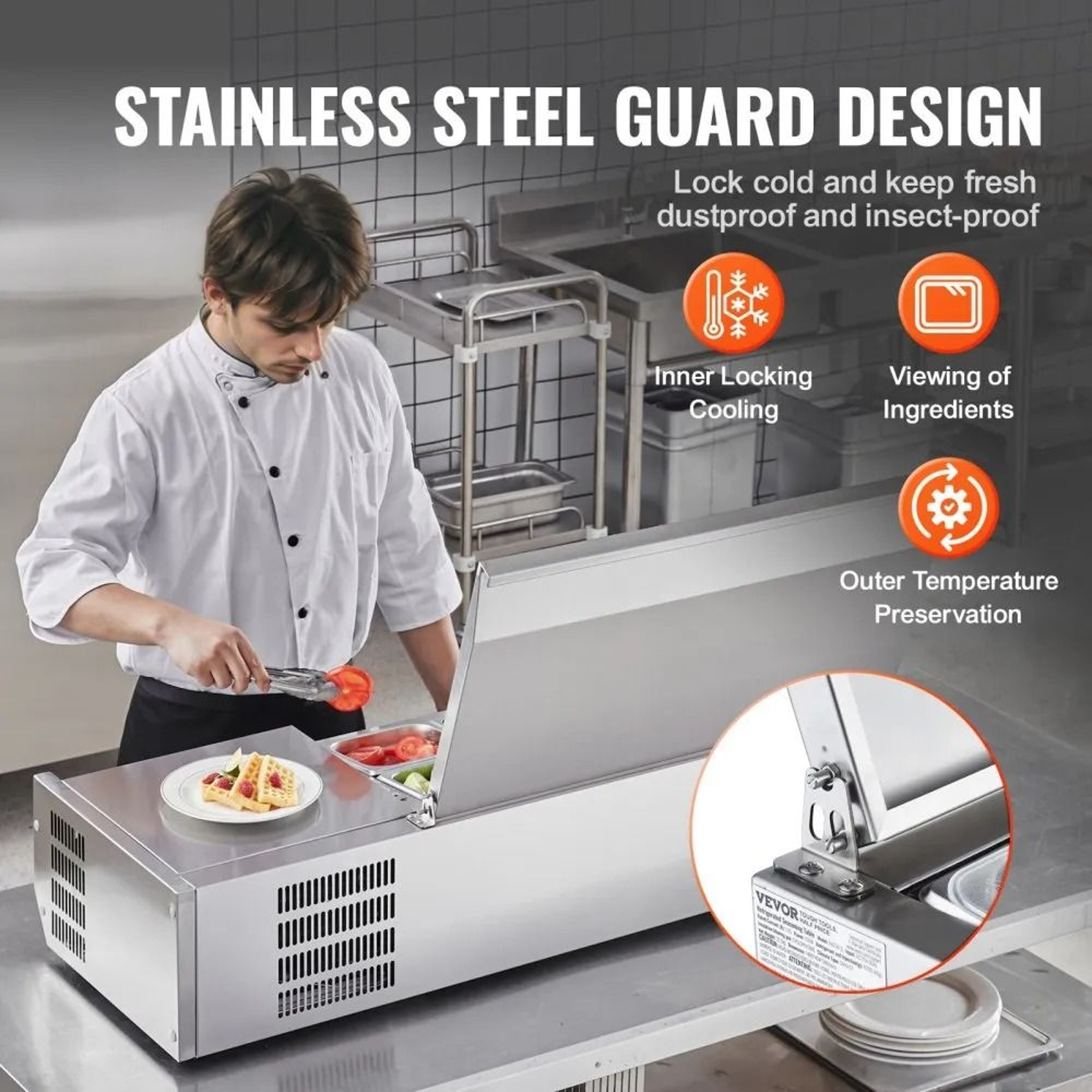 Refrigerated Condiment Prep Station Commercial Countertop Sandwich Prep Table 1
