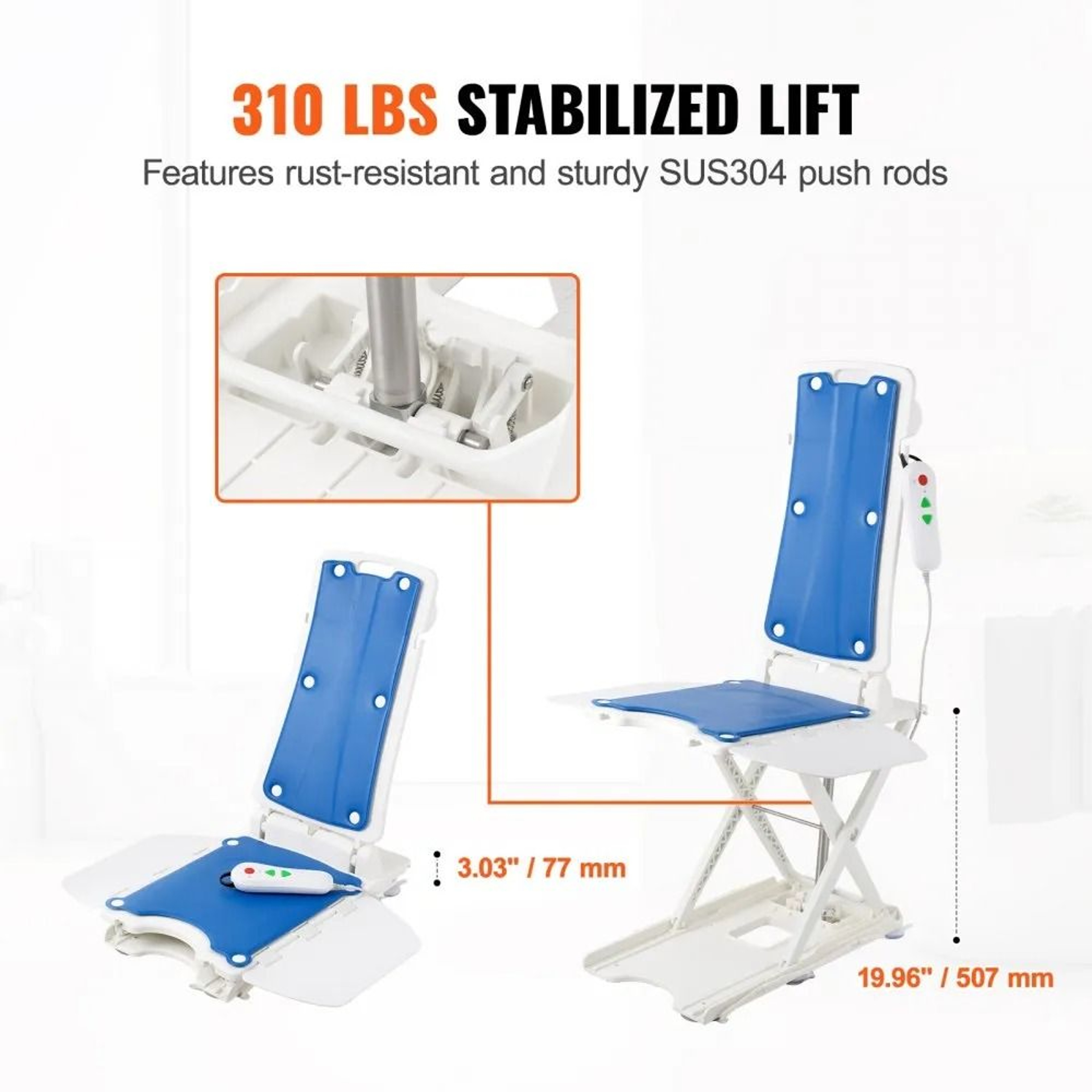 Electric Bath Lift Chair For Seniors Waterproof Mobility Lift With Reclining Backrest 4