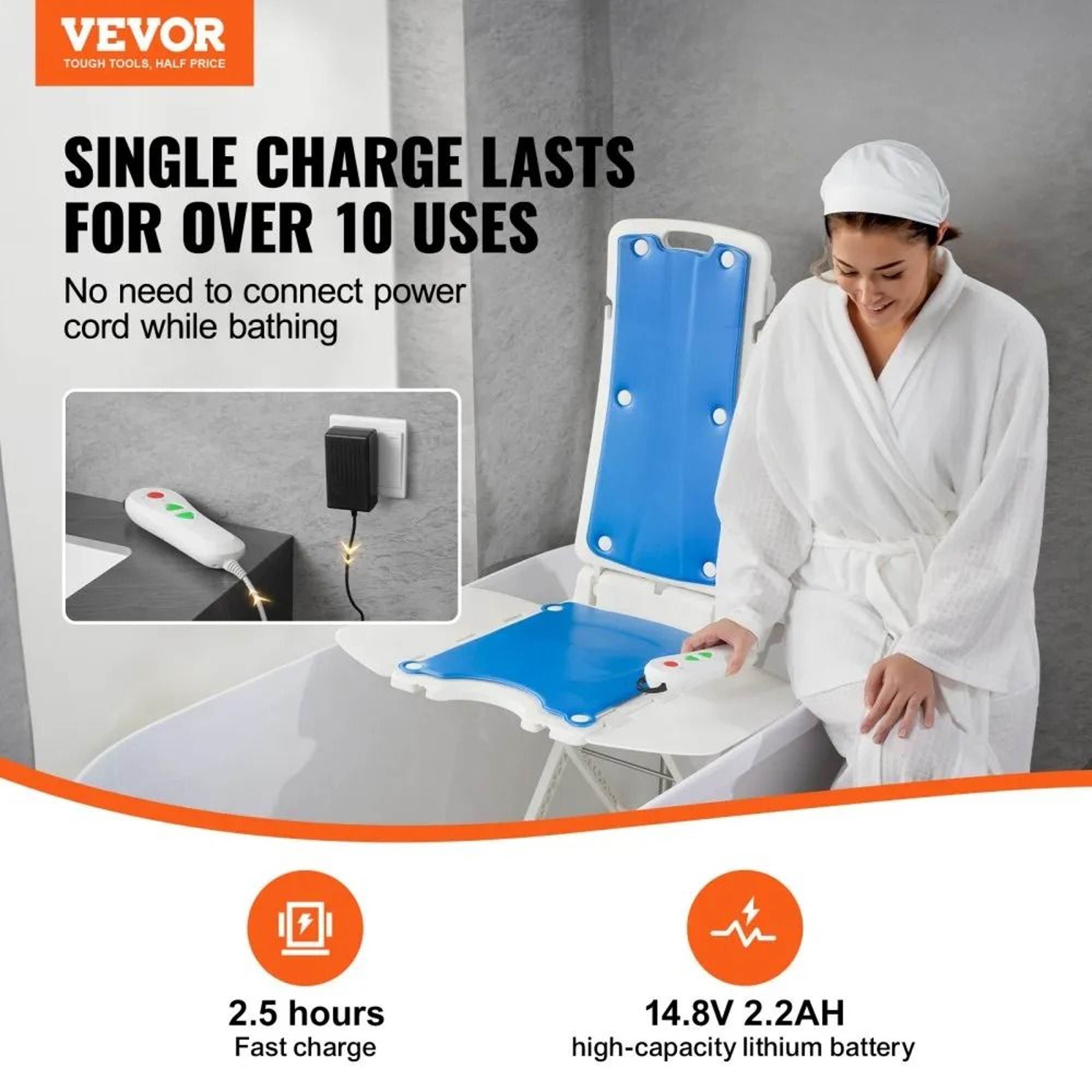 Electric Bath Lift Chair For Seniors Waterproof Mobility Lift With Reclining Backrest 1