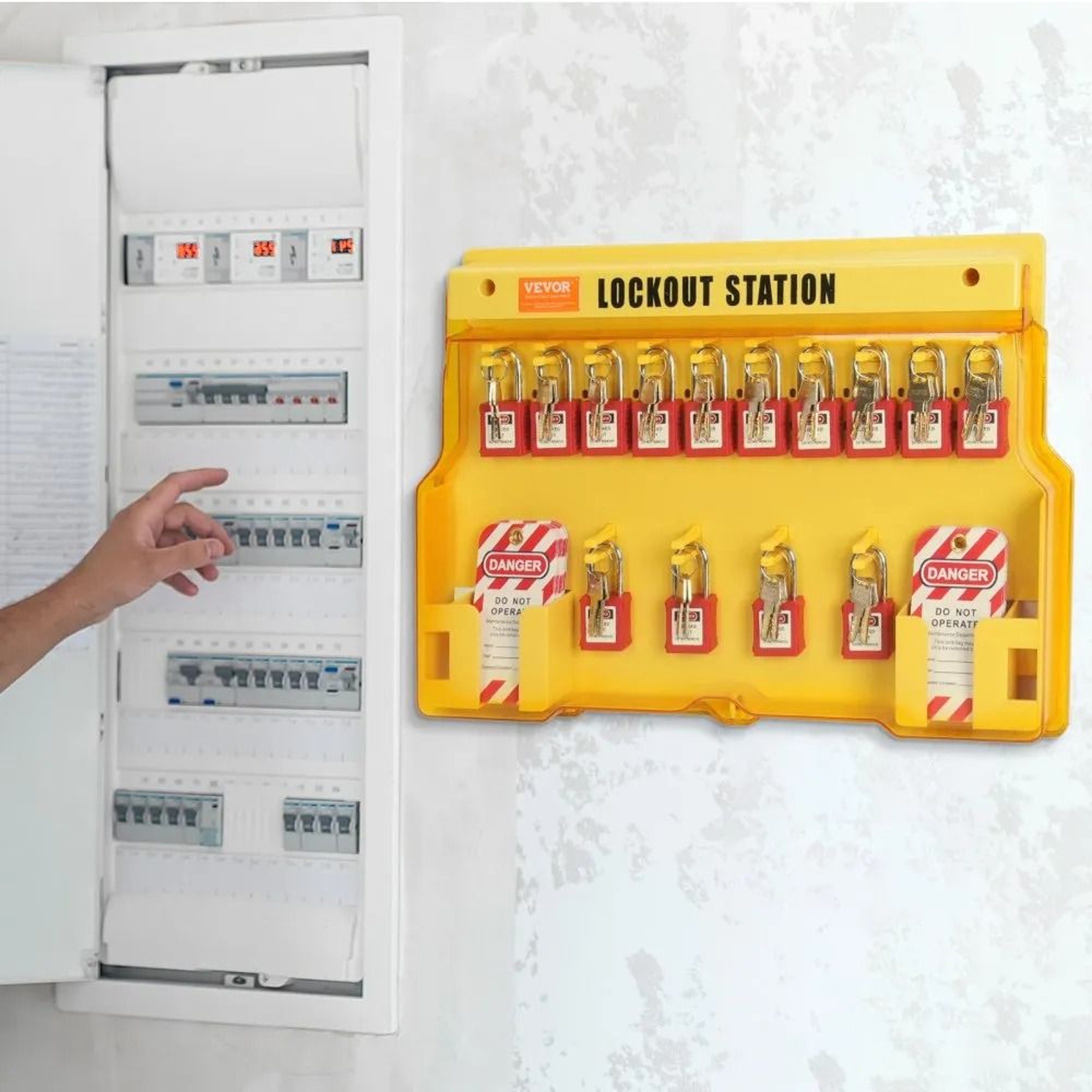 Electrical Lockout Tagout Kit With Safety Padlocks And Lockout Tagout Station 3