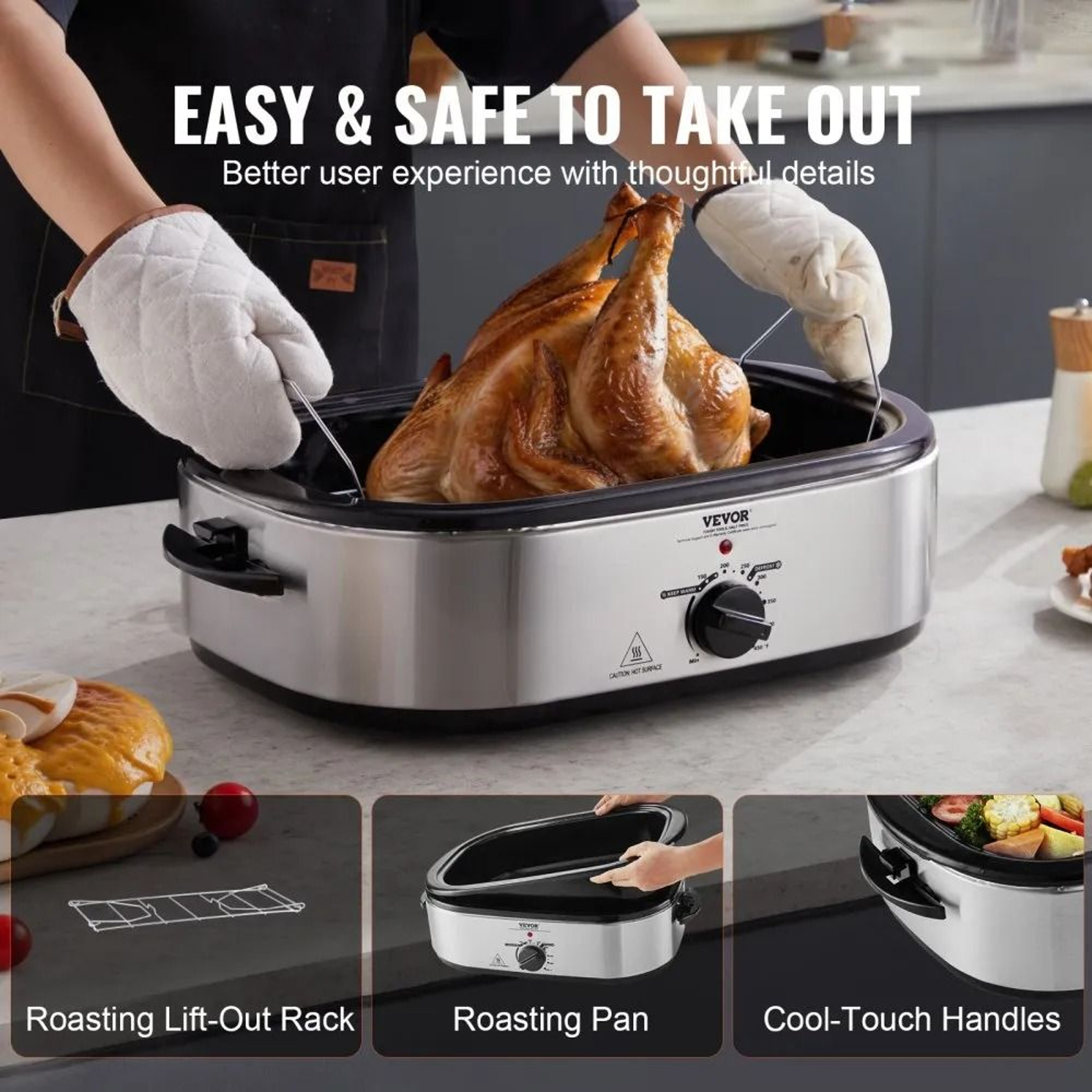 18 QT Electric Roaster Oven With Self Basting Lid And Adjustable Temperature 4
