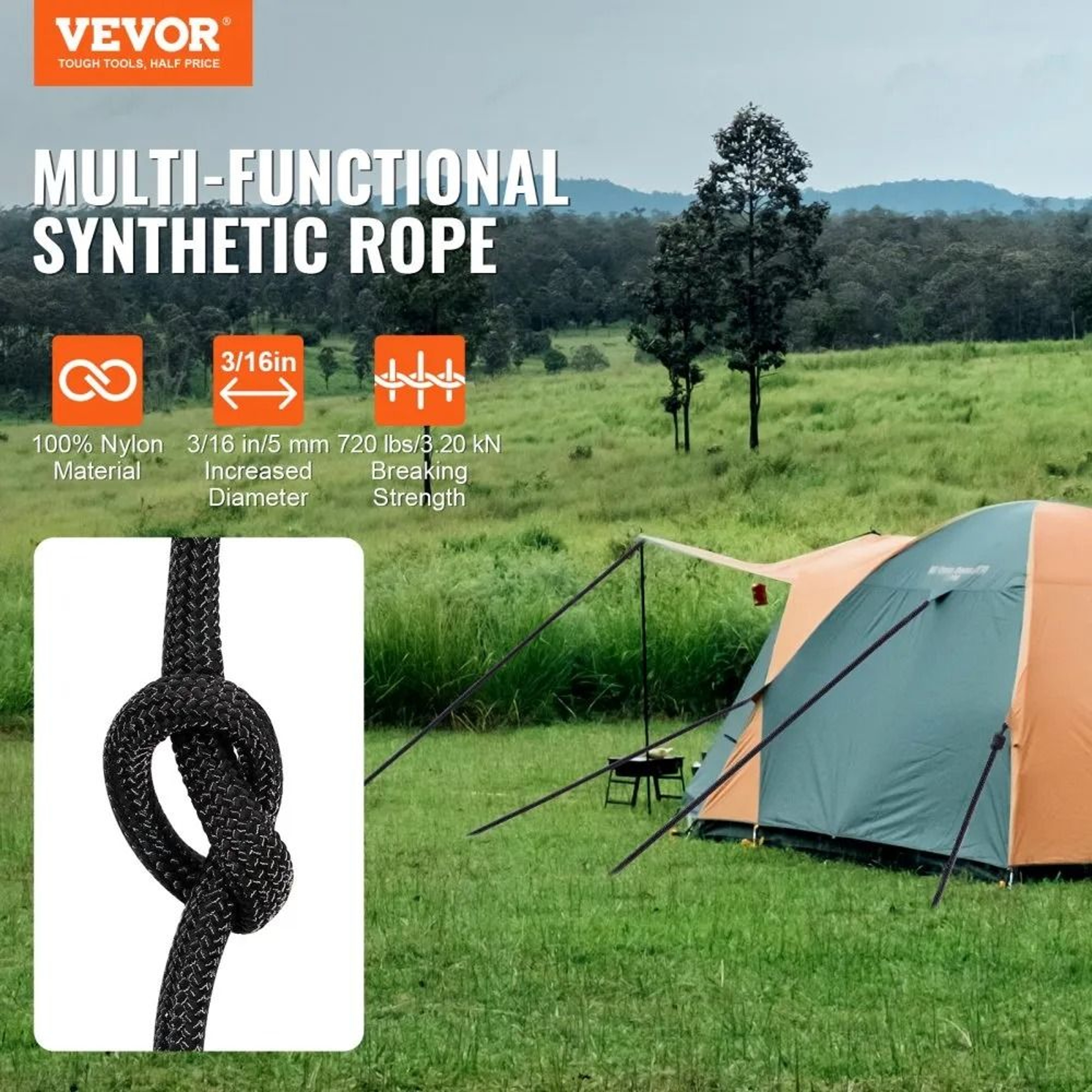 Braided Nylon Rope 250 Ft Heavy Duty Arborist Rigging Cord With ABS Reel 5