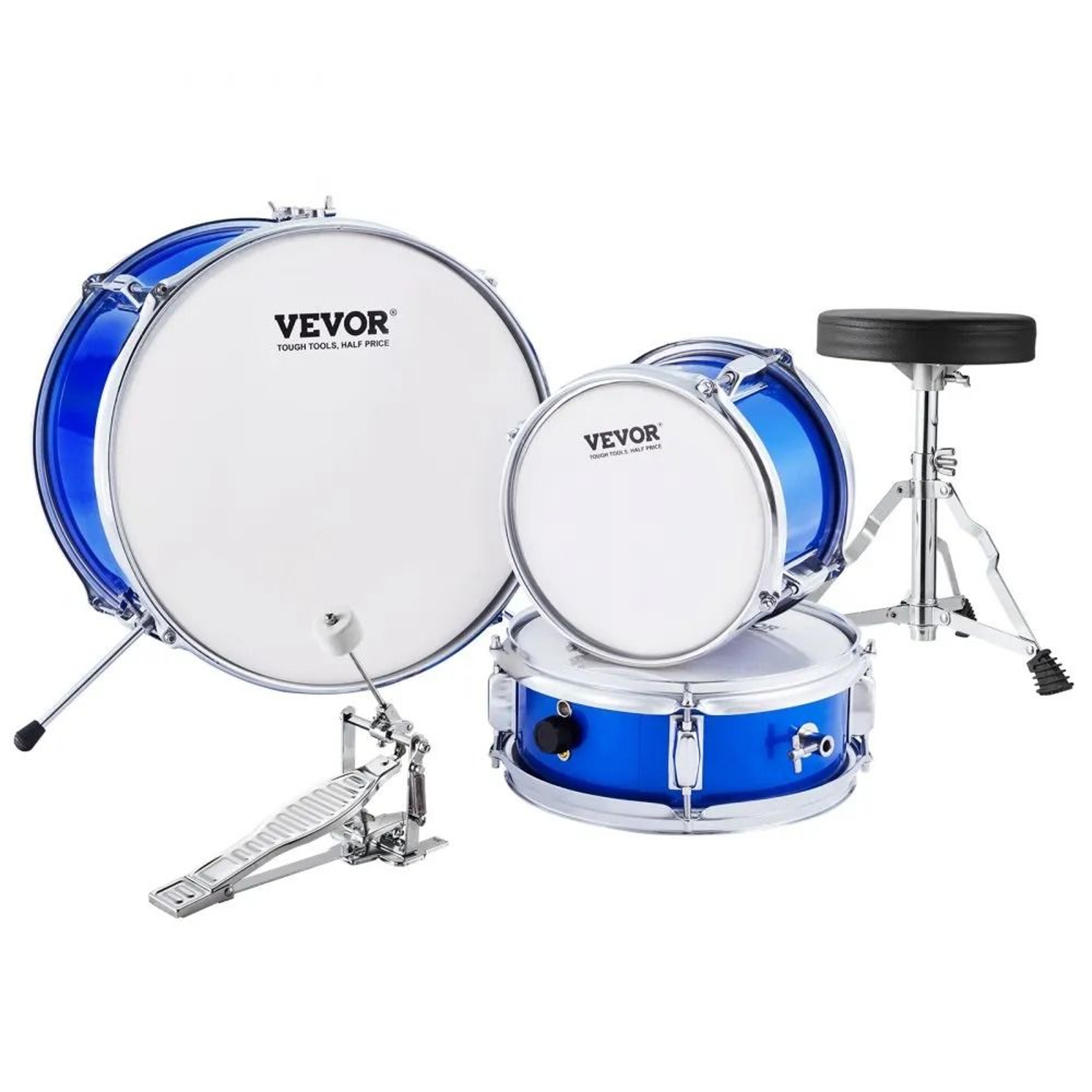 Kids Drum Set 3 Piece Beginner Drum Kit With Adjustable Throne Cymbal And Drumsticks 0