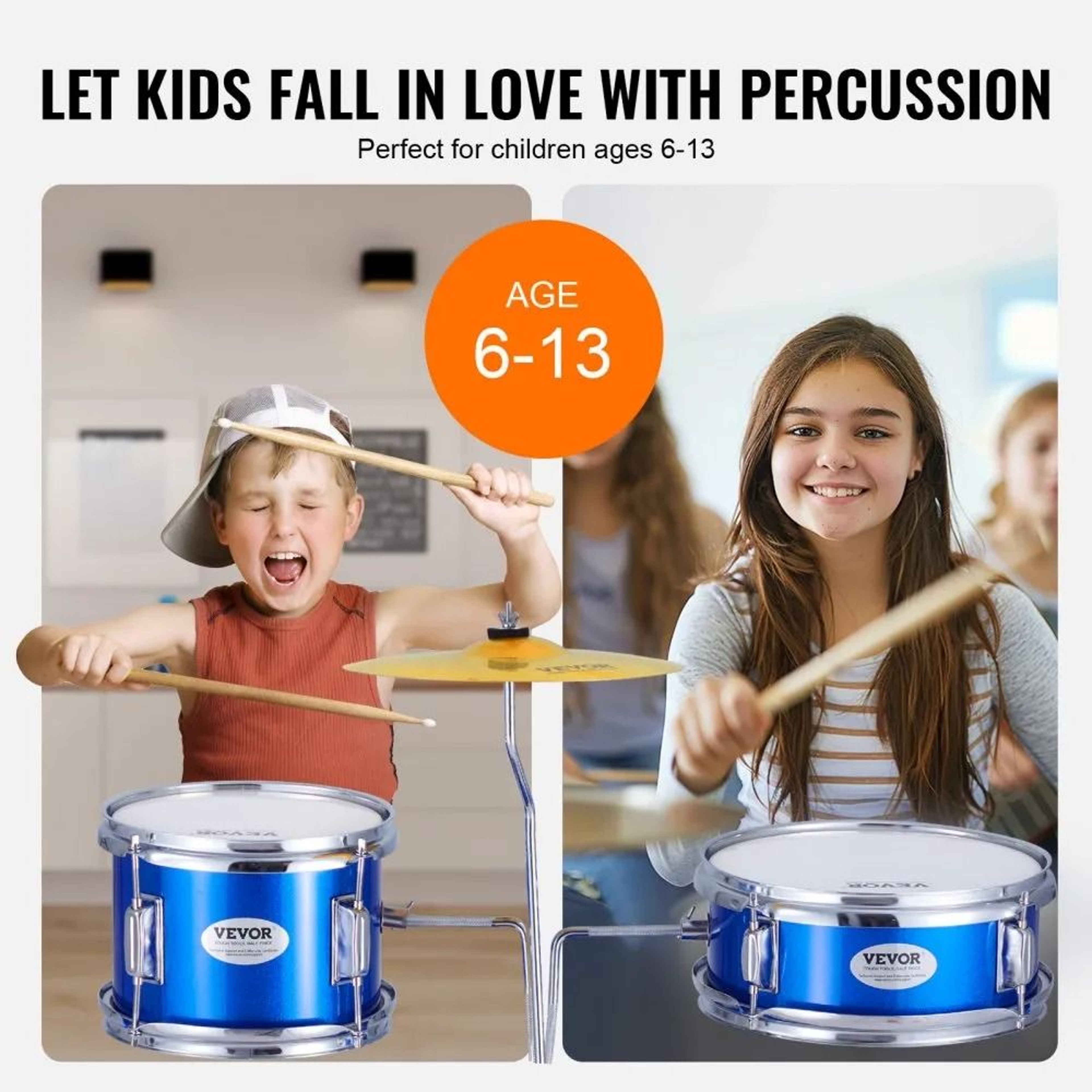 Kids Drum Set 3 Piece Beginner Drum Kit With Adjustable Throne Cymbal And Drumsticks 4