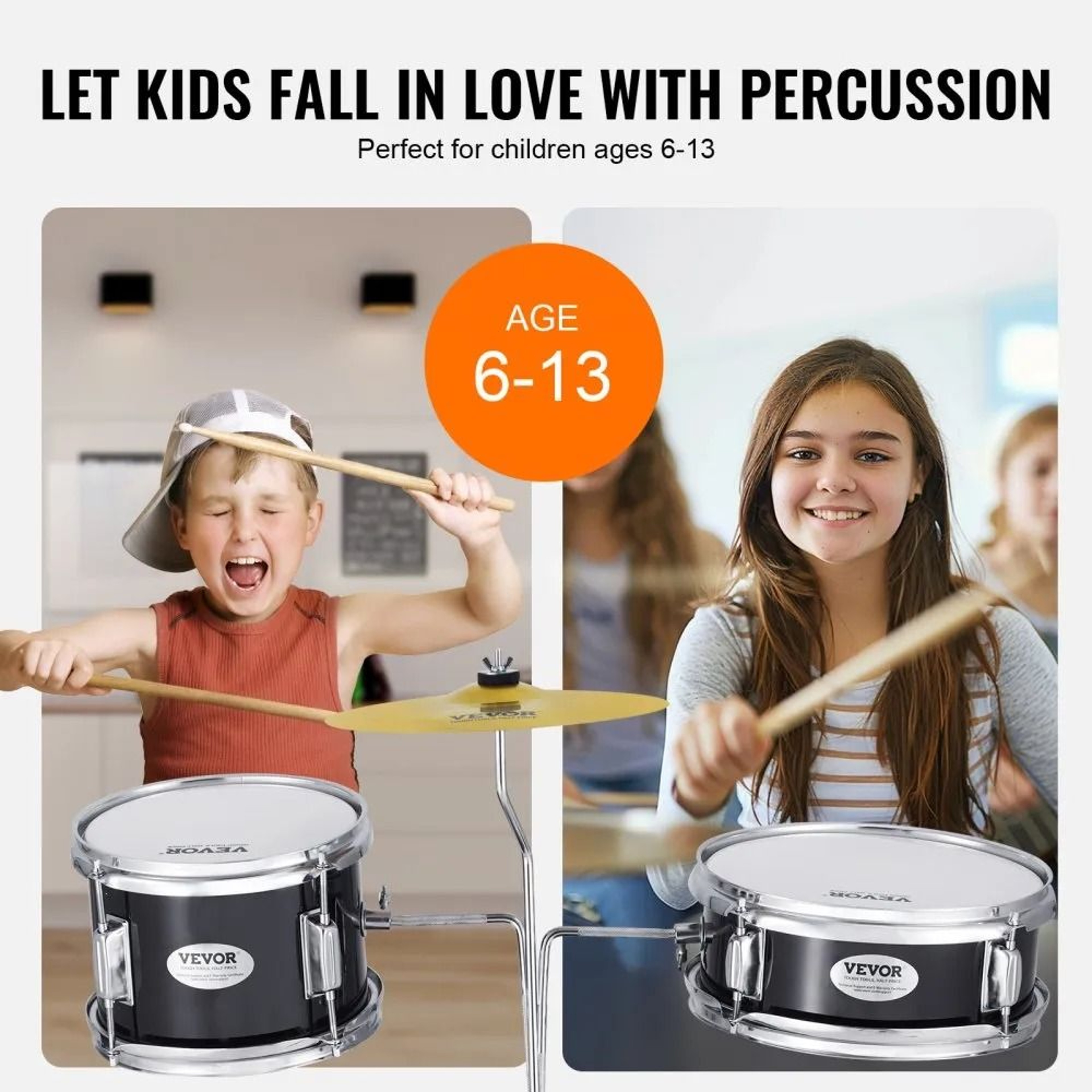 Kids Beginner Drum Set 3 Piece Junior Starter Drum Kit With Adjustable Throne 5