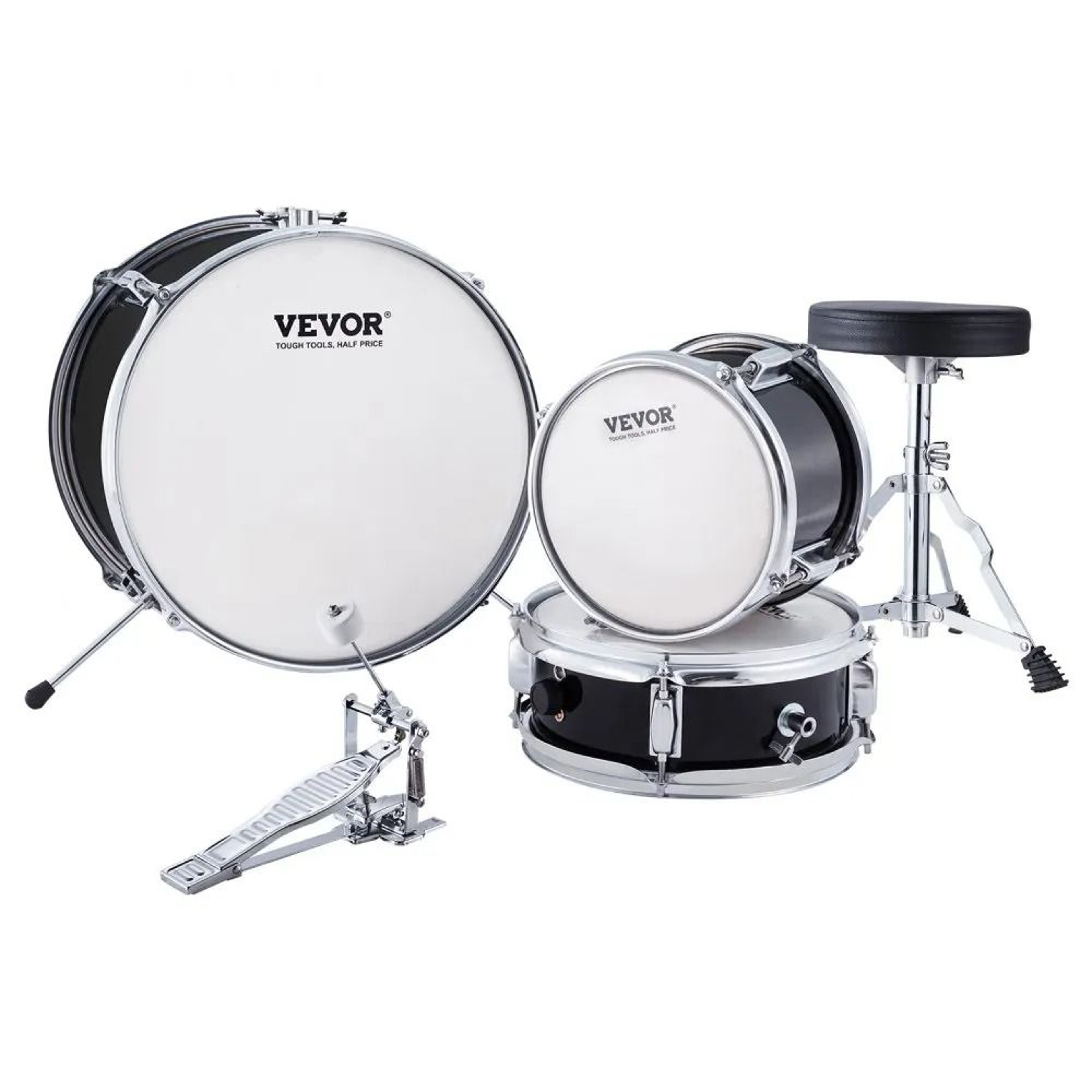 Kids Beginner Drum Set 3 Piece Junior Starter Drum Kit With Adjustable Throne 7