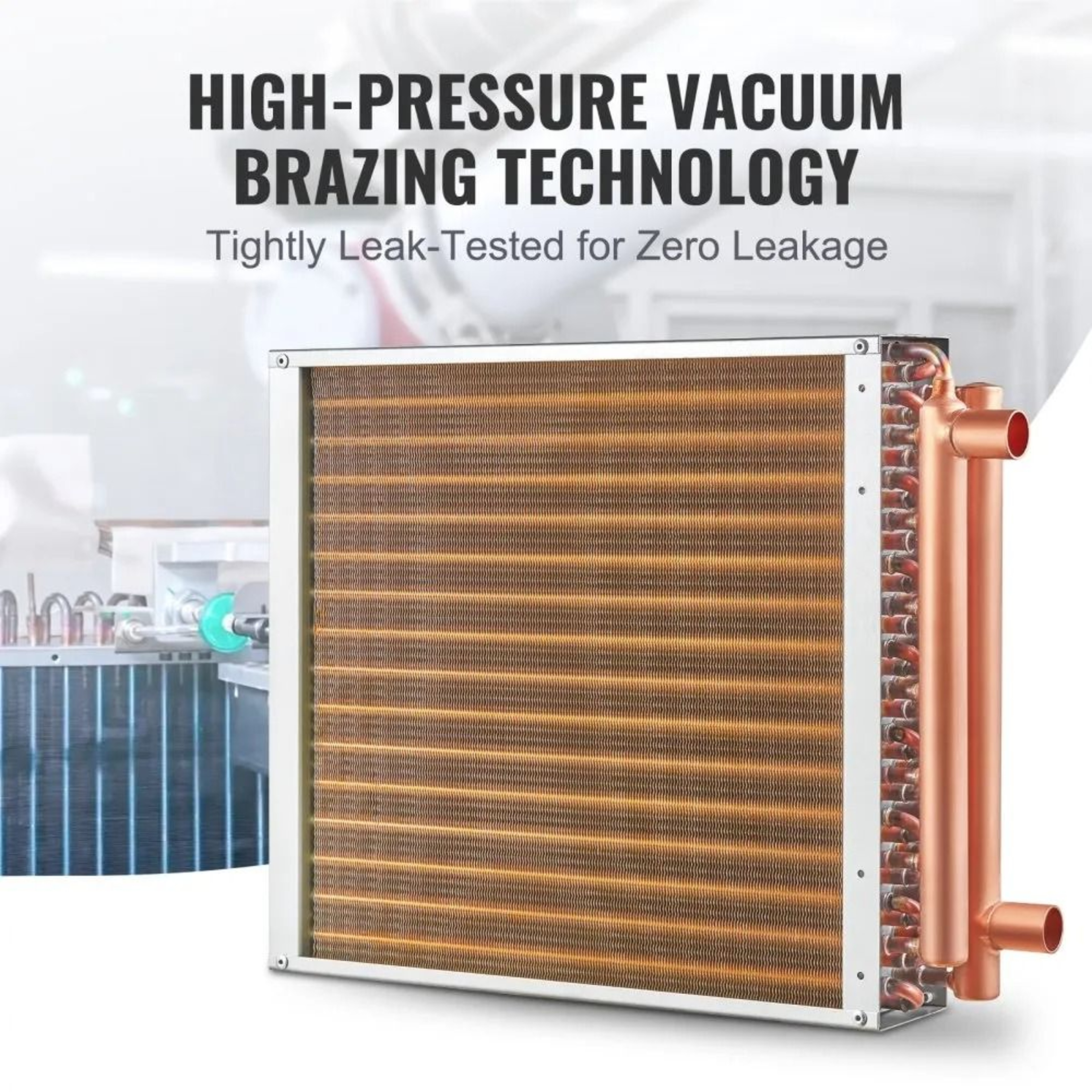 16 X 16 Water To Air Heat Exchanger 3 Row Copper Coil For Forced Air Heating 2