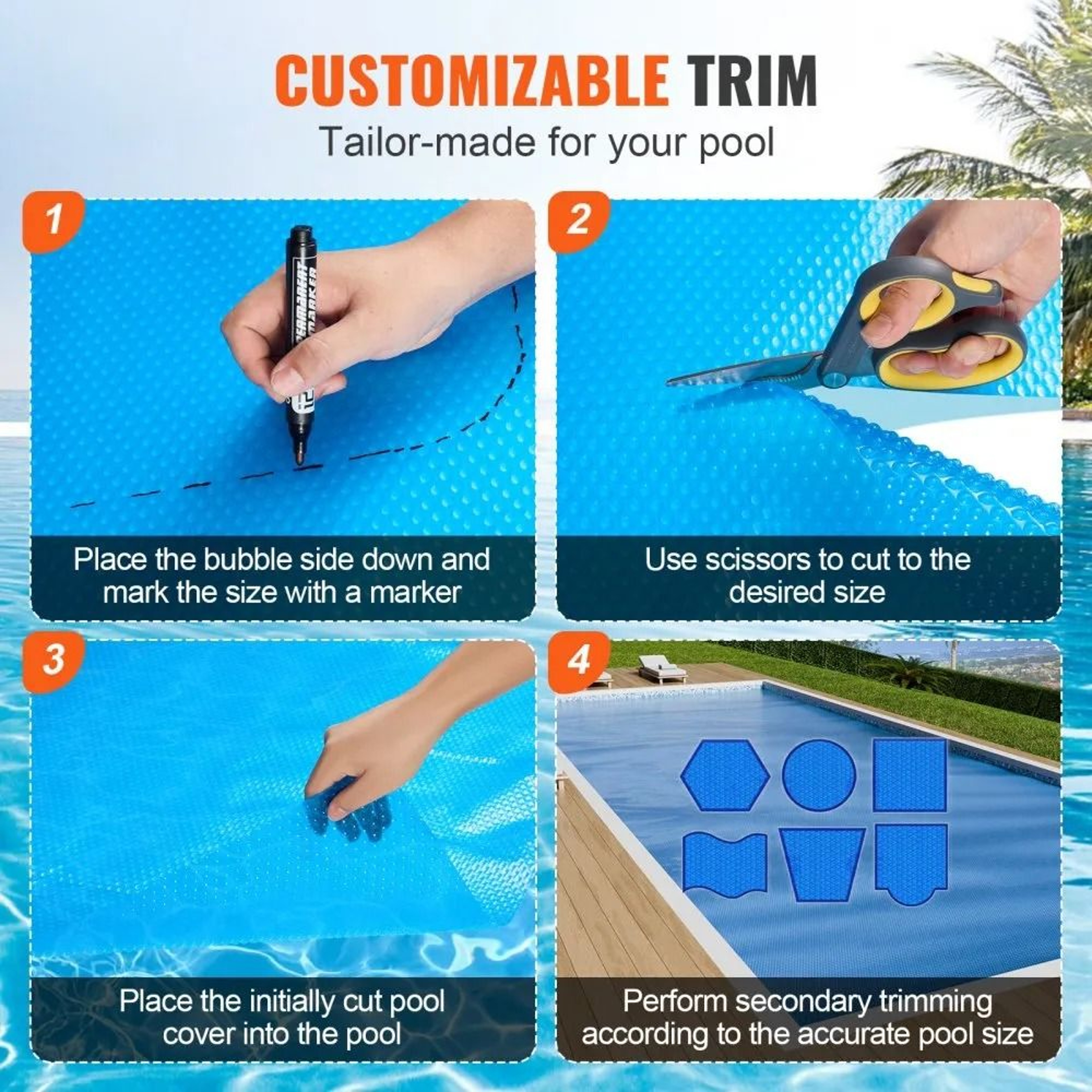 16 Mil Solar Pool Cover 32 X 16 Ft Heat Retaining Pool Blanket For Inground And Above Ground Pools 6