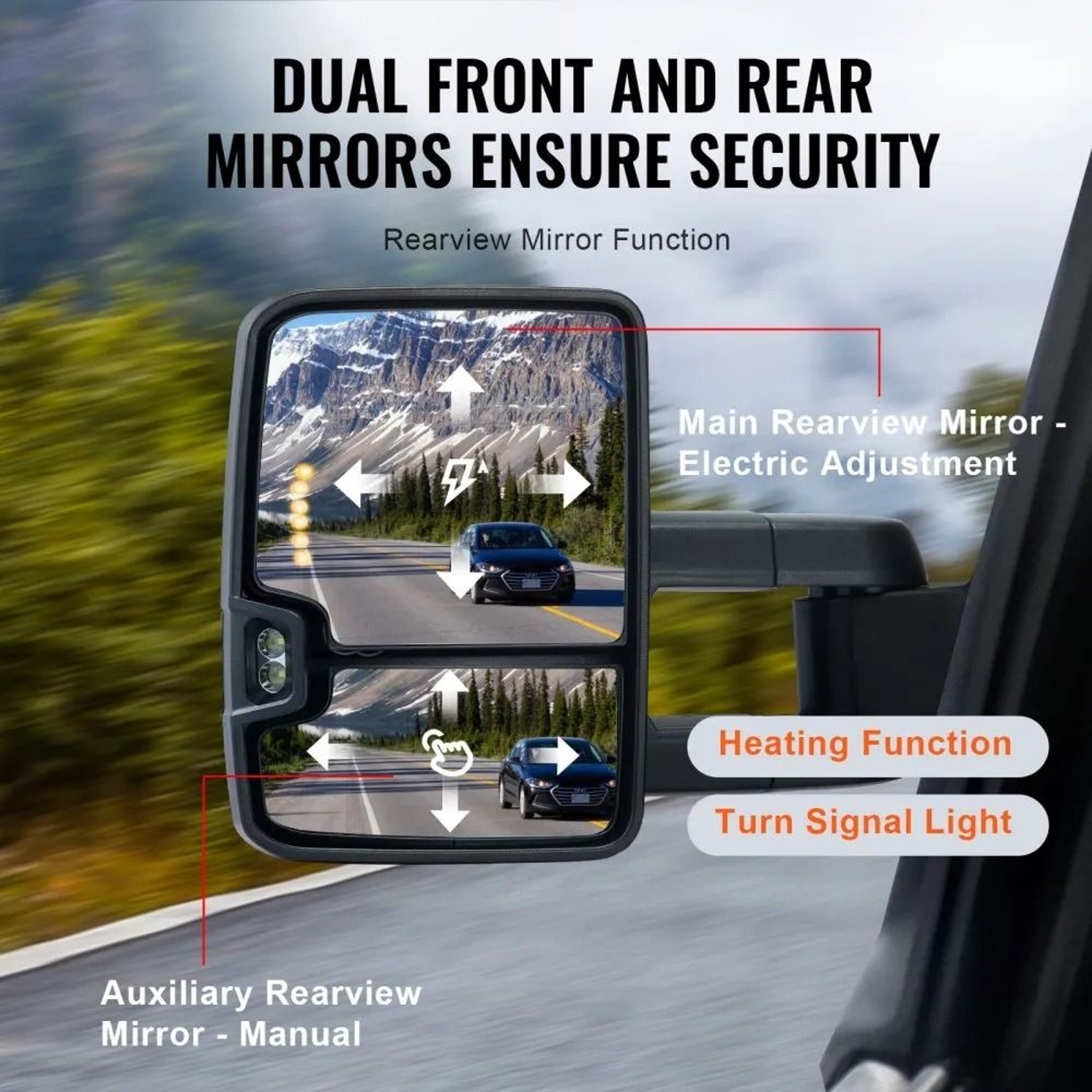 Power Heated Silverado Tow Mirrors For Chevy GMC Sierra With Signal Lights 3