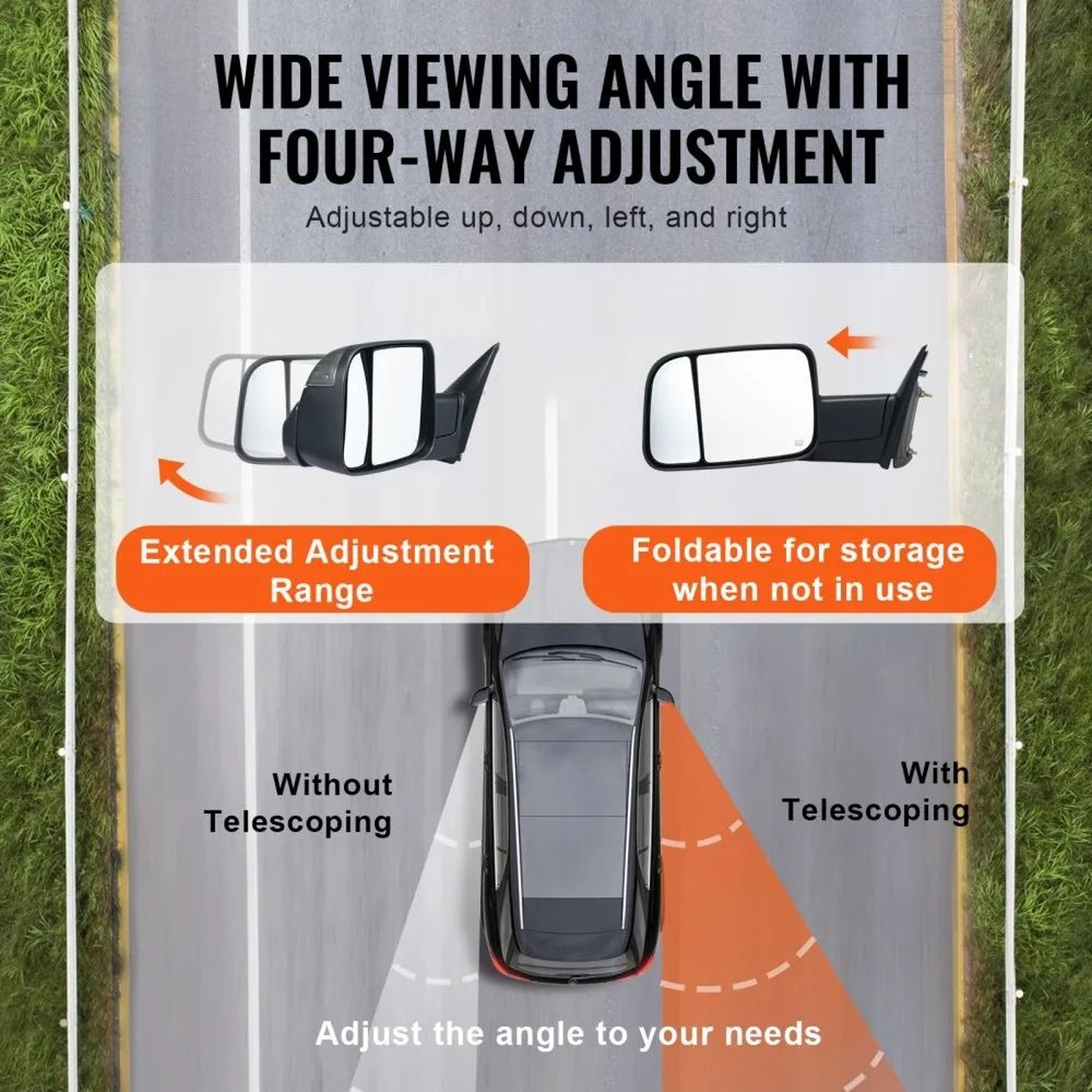 Ram Truck Towing Mirrors Power Heated Mirrors With Turn Signal Puddle Light And Folding Design 4
