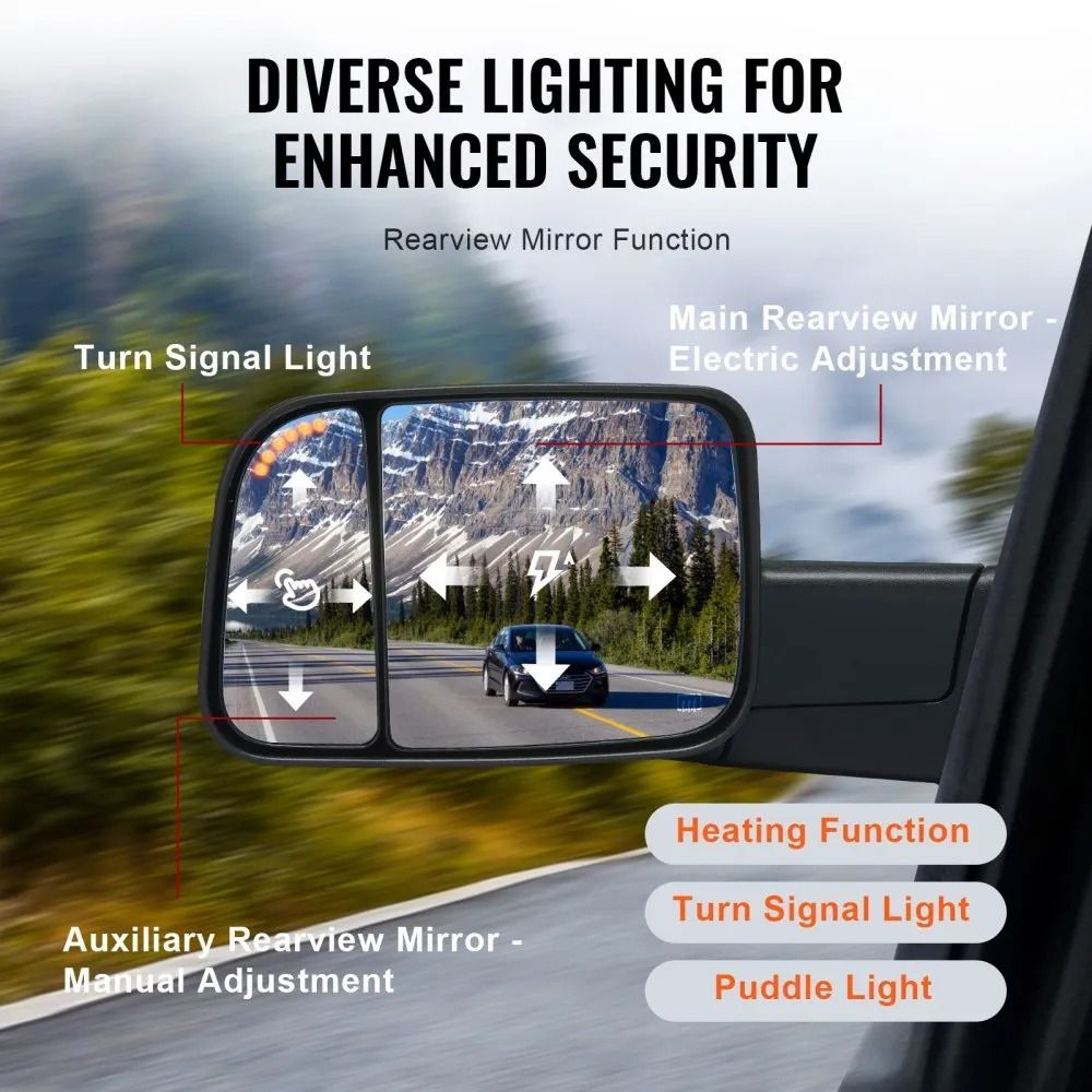 Ram Truck Towing Mirrors Power Heated Mirrors With Turn Signal Puddle Light And Folding Design 3