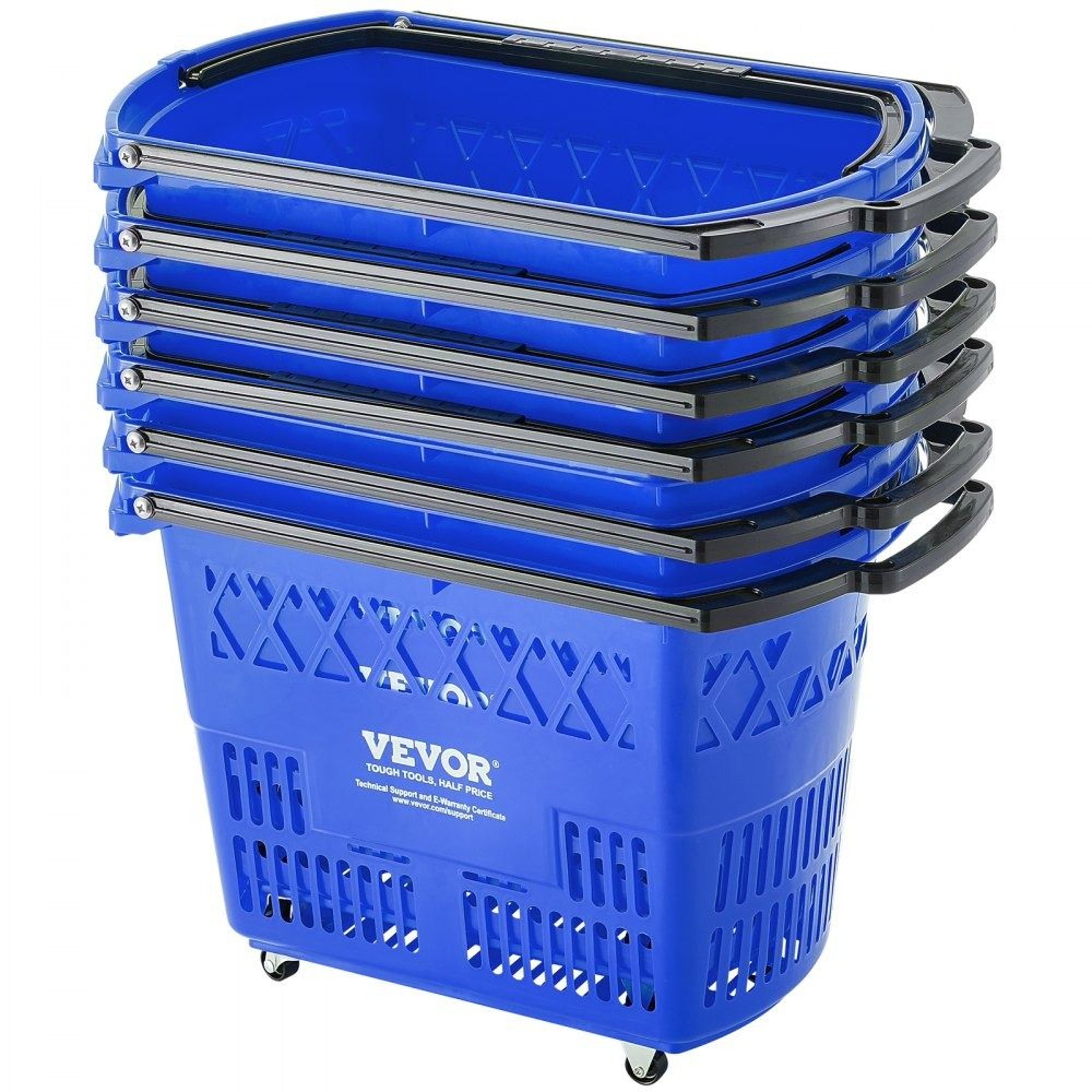 39L Rolling Shopping Baskets With Wheels And Handles 6 Pack For Grocery Stores And Retail 0