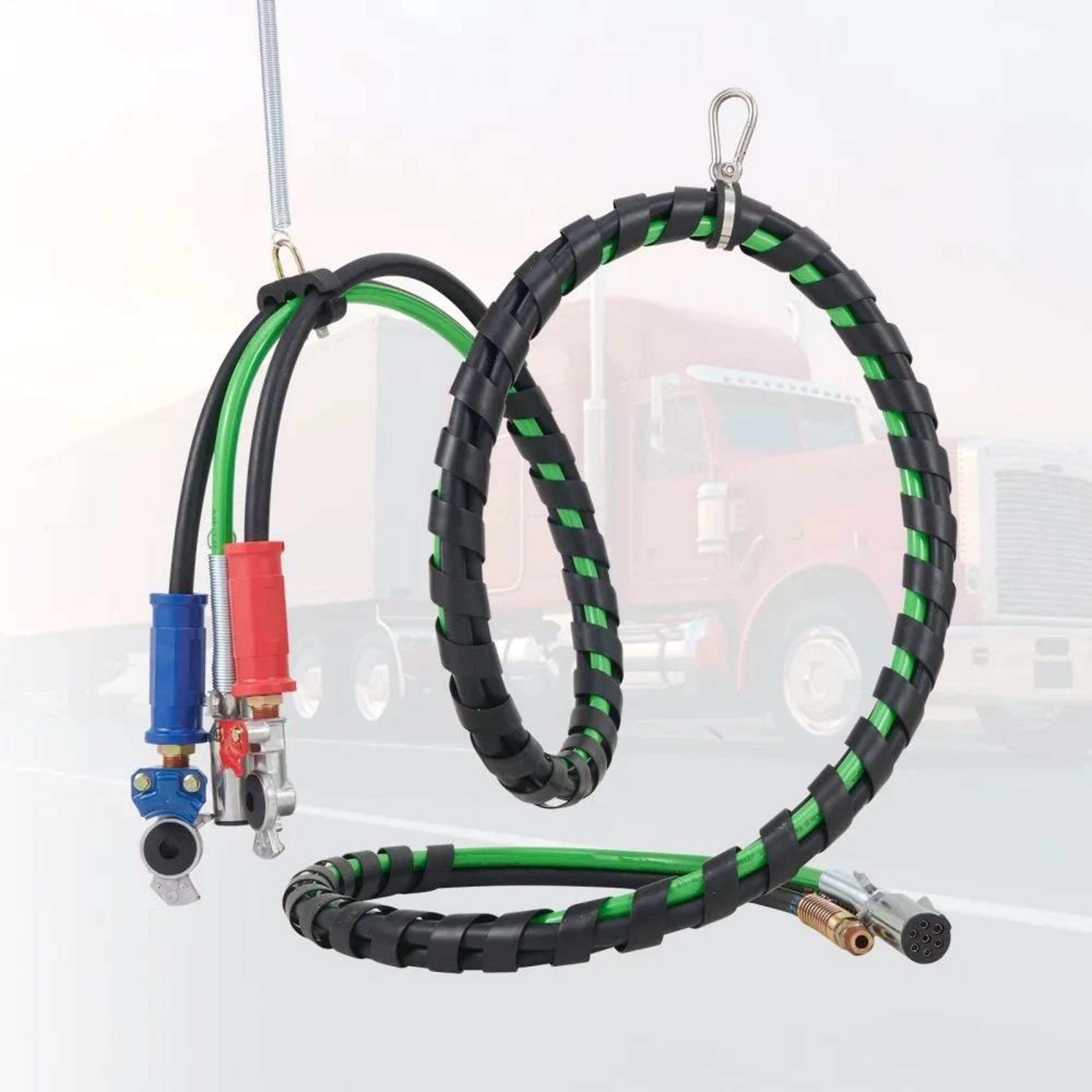 12FT Semi Truck Air Lines Kit With 3 In 1 Air Hoses And SAE J560 ABS Power Line 6