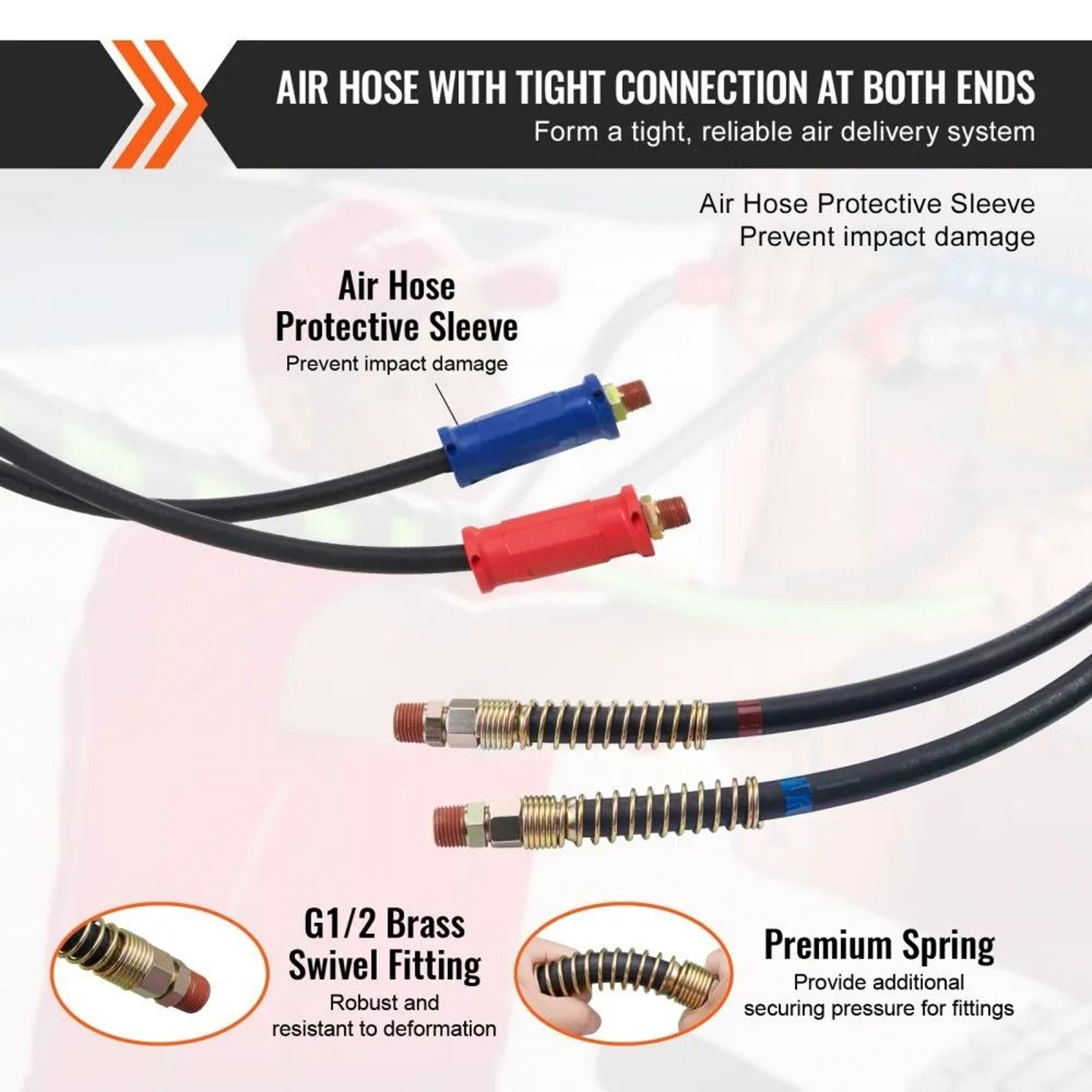 12FT Semi Truck Air Lines Kit With 3 In 1 Air Hoses And SAE J560 ABS Power Line 5