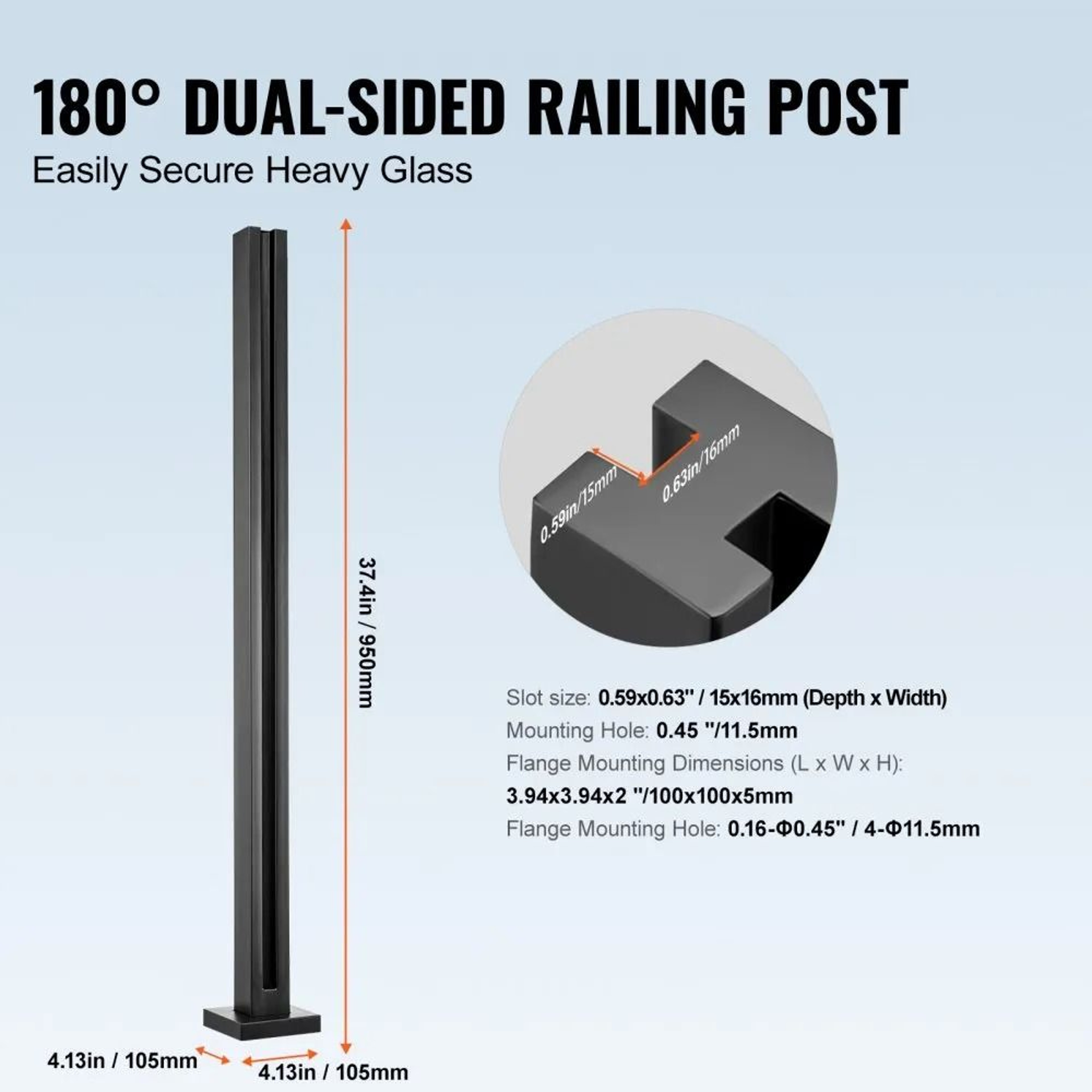 Heavy Duty Glass Railing Bracket For Frameless Tempered Glass With Stainless Steel Support 3