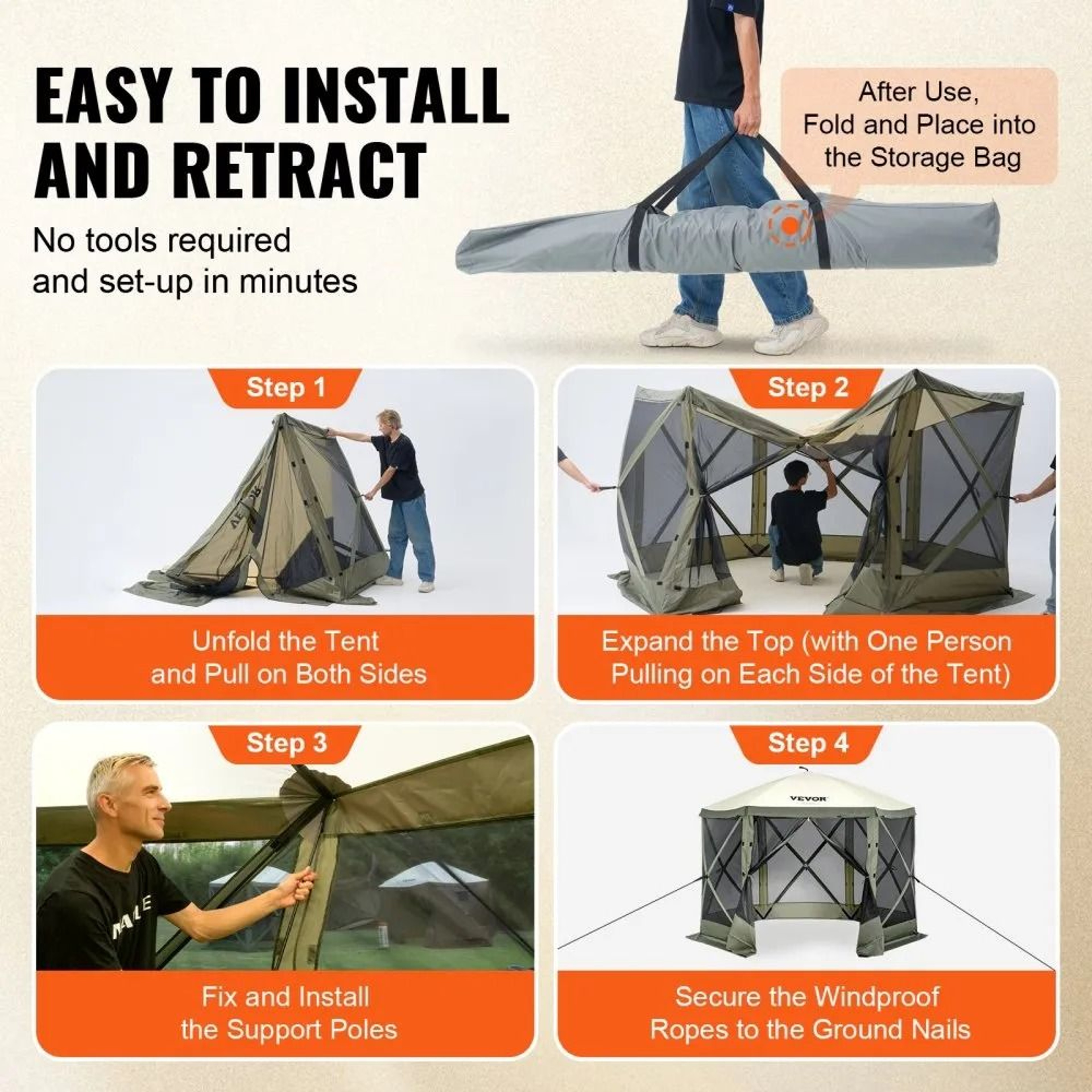 10x10 Pop Up Gazebo Screen Tent With Mosquito Netting And Removable Privacy Panels 5