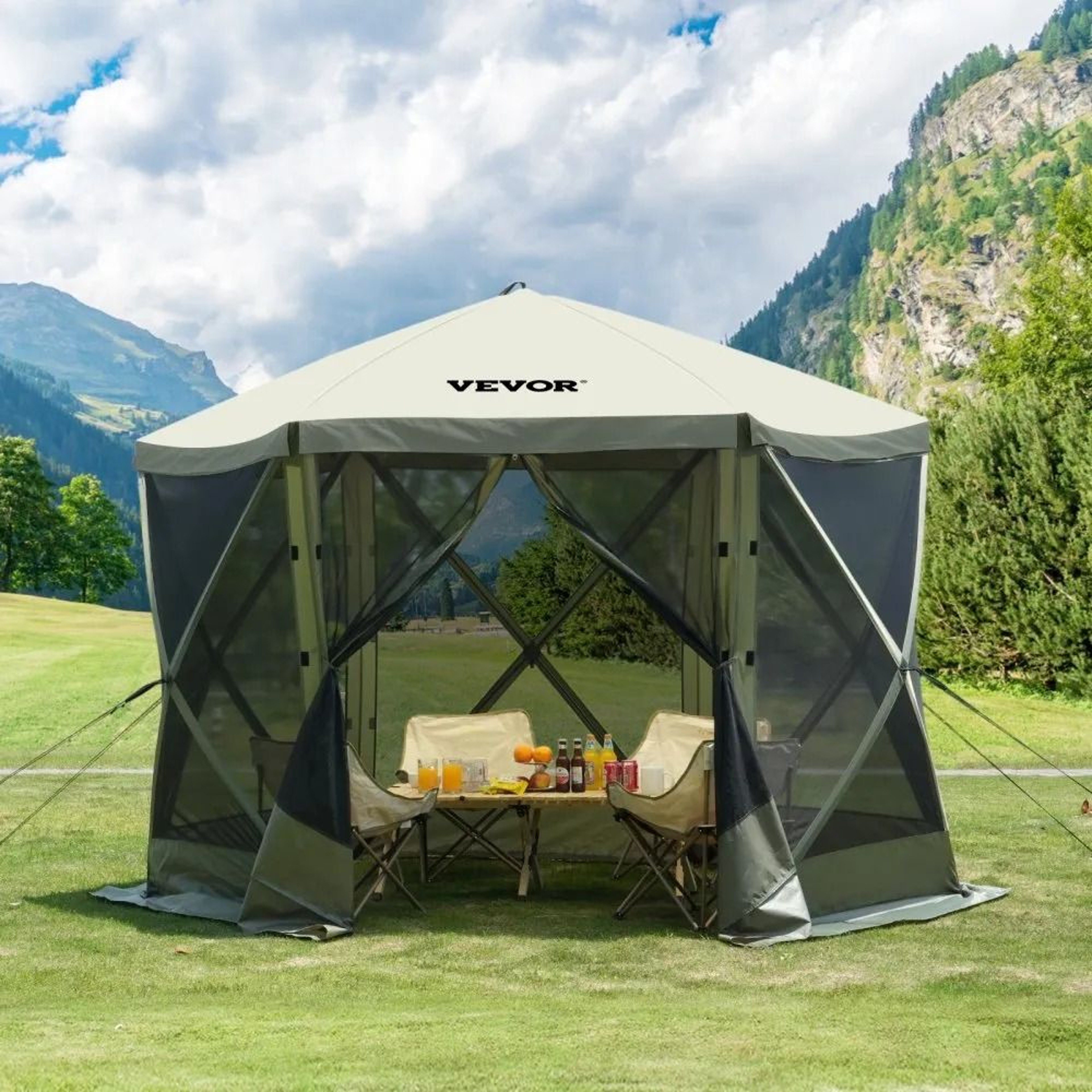 10x10 Pop Up Gazebo Screen Tent With Mosquito Netting And Removable Privacy Panels 6