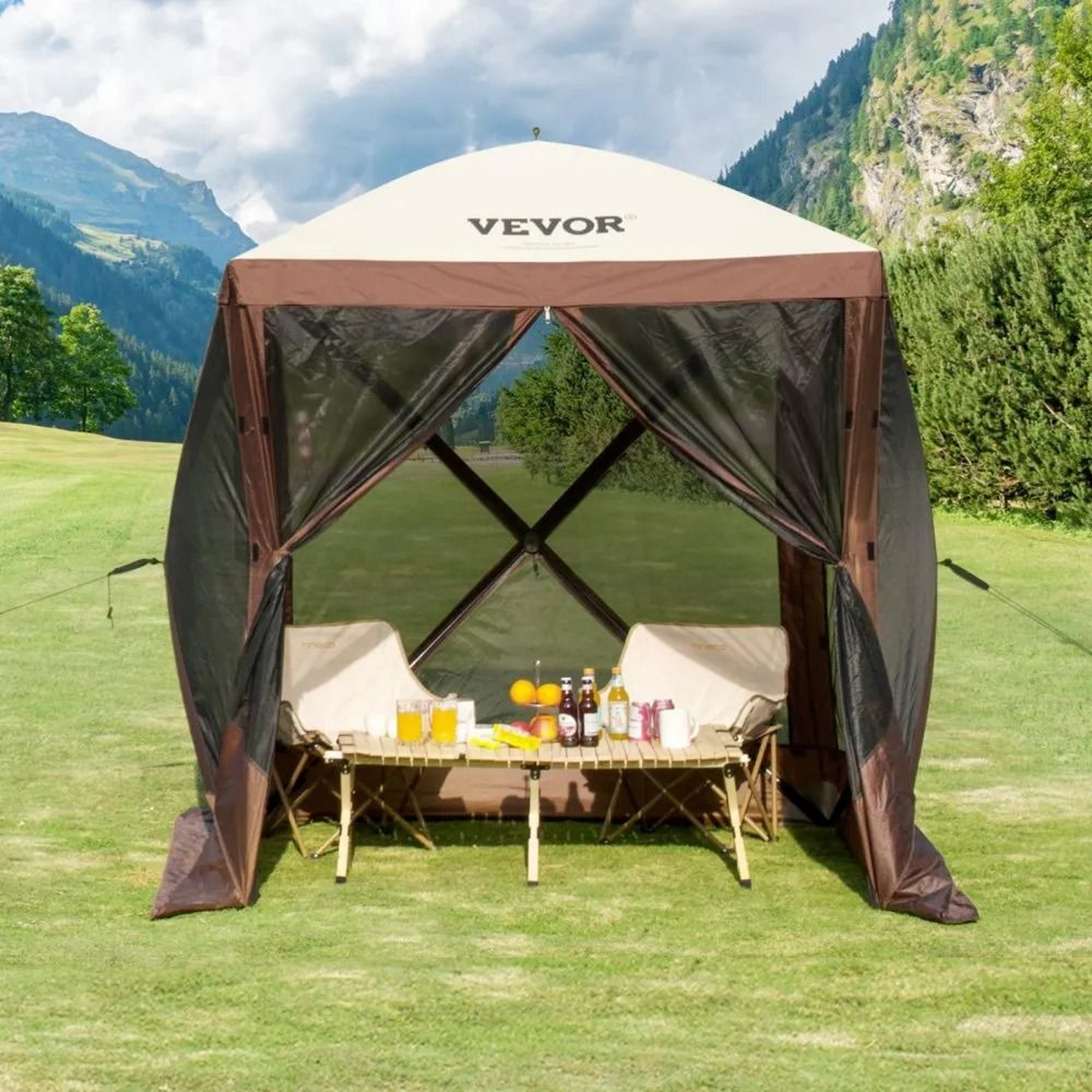Pop Up Gazebo Screen Tent With Mosquito Netting And Removable Privacy Panels 6