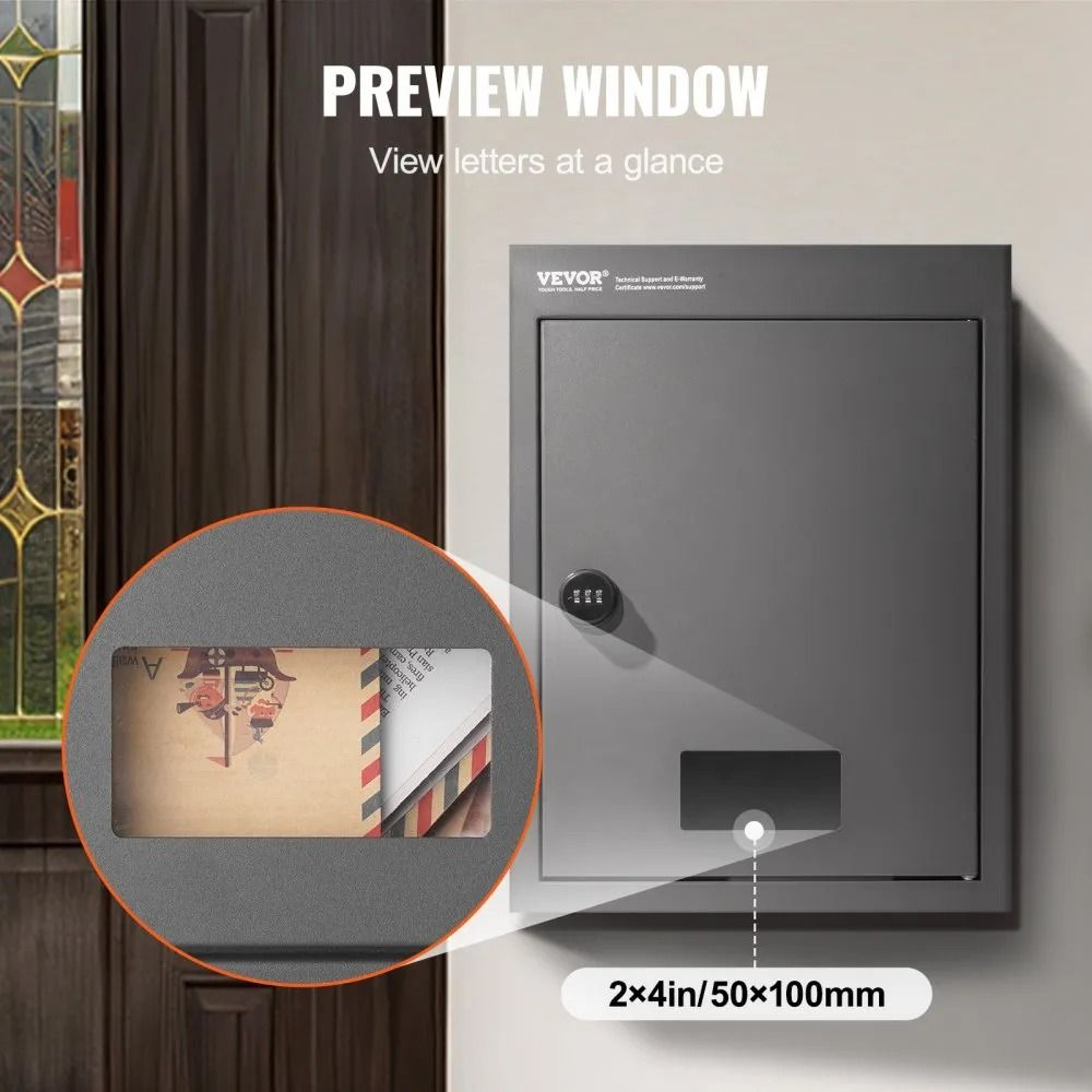 Secure Through The Wall Drop Box Heavy Duty Steel Locking Mailbox With Combination Lock 2