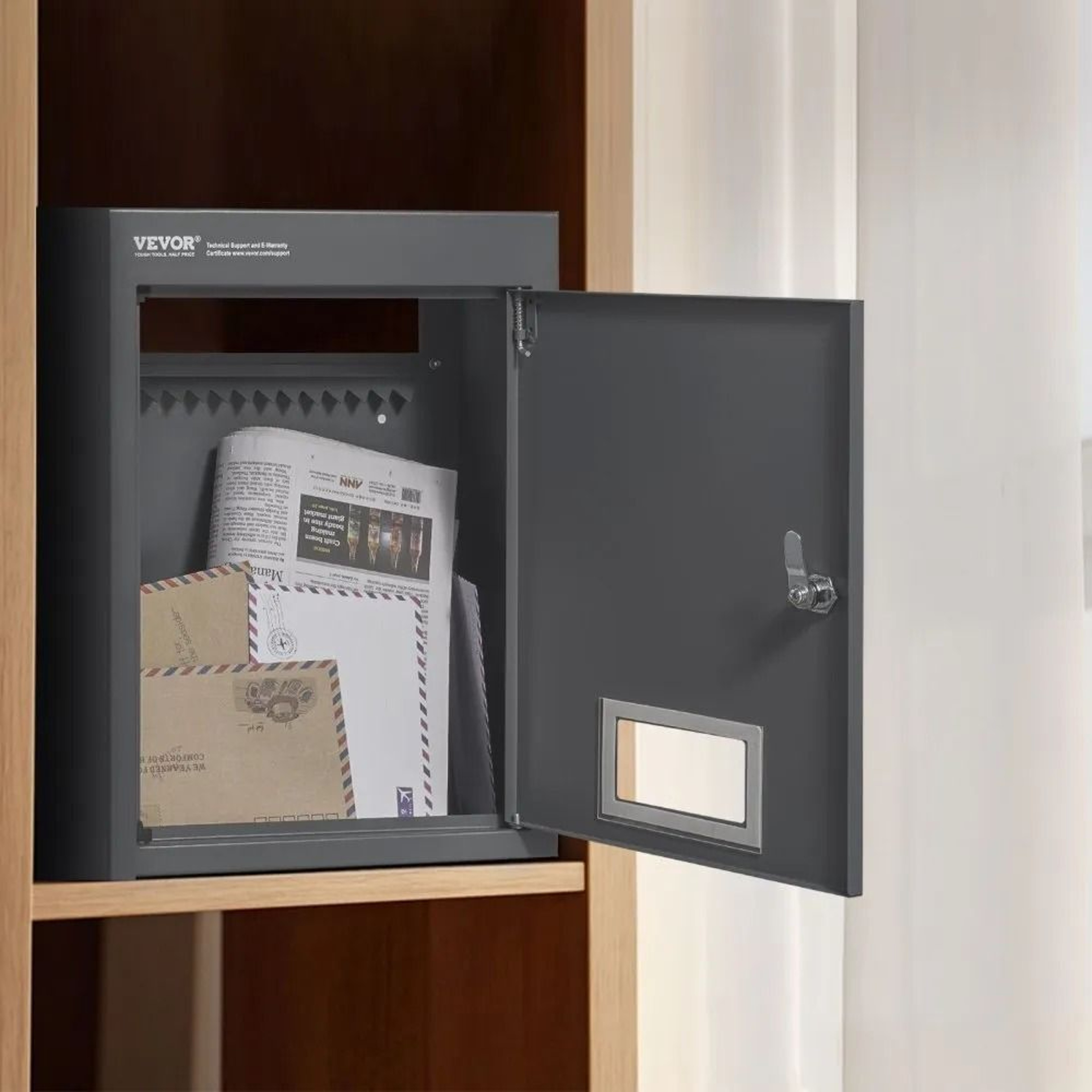 Secure Through The Wall Drop Box Heavy Duty Steel Locking Mailbox With Combination Lock 6