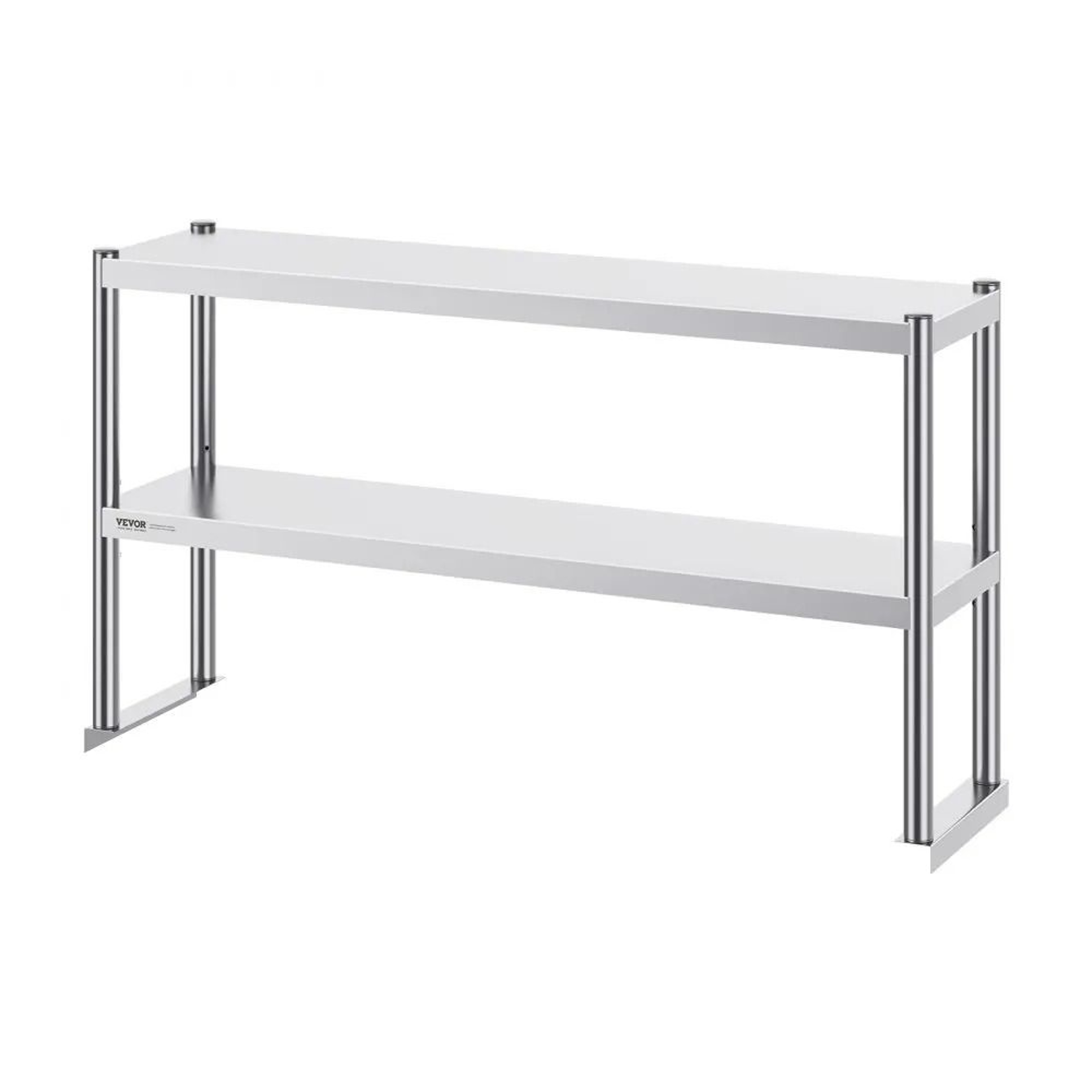 Stainless Steel Double Tier Overshelf Adjustable Commercial Prep Table Shelf 7