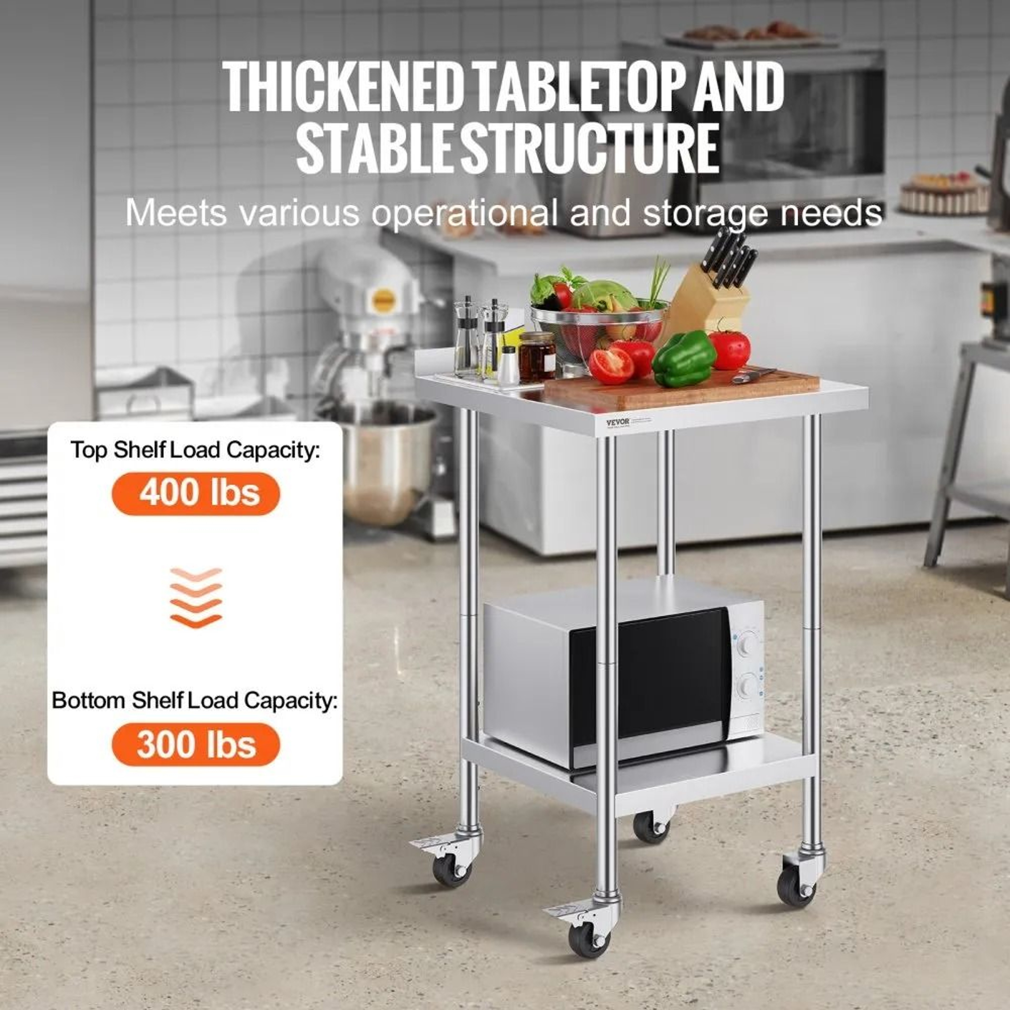 24 X 24 Stainless Steel Work Table With Casters And Adjustable Shelf 4