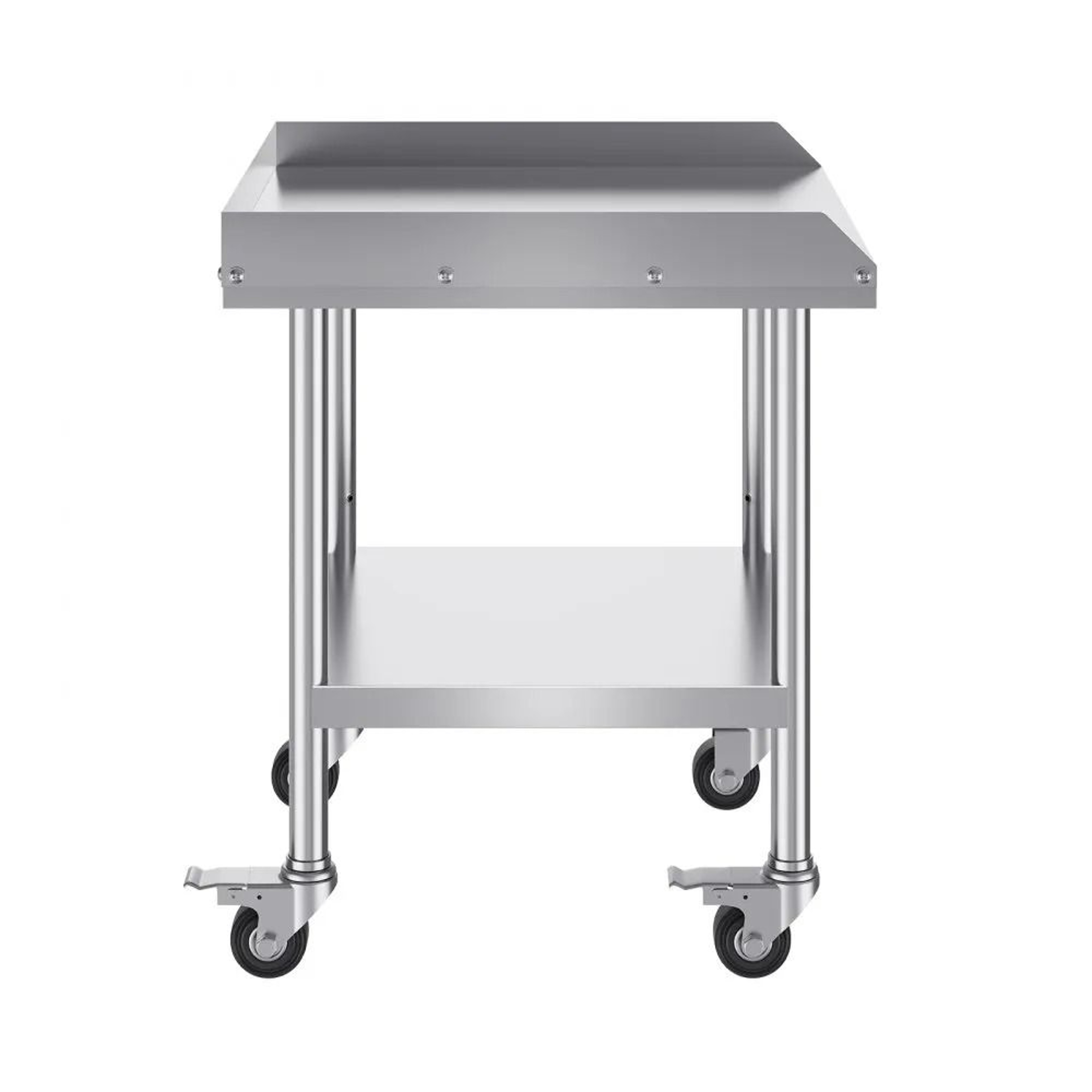 Stainless Steel Commercial Prep Table With Wheels And Adjustable Shelf 8