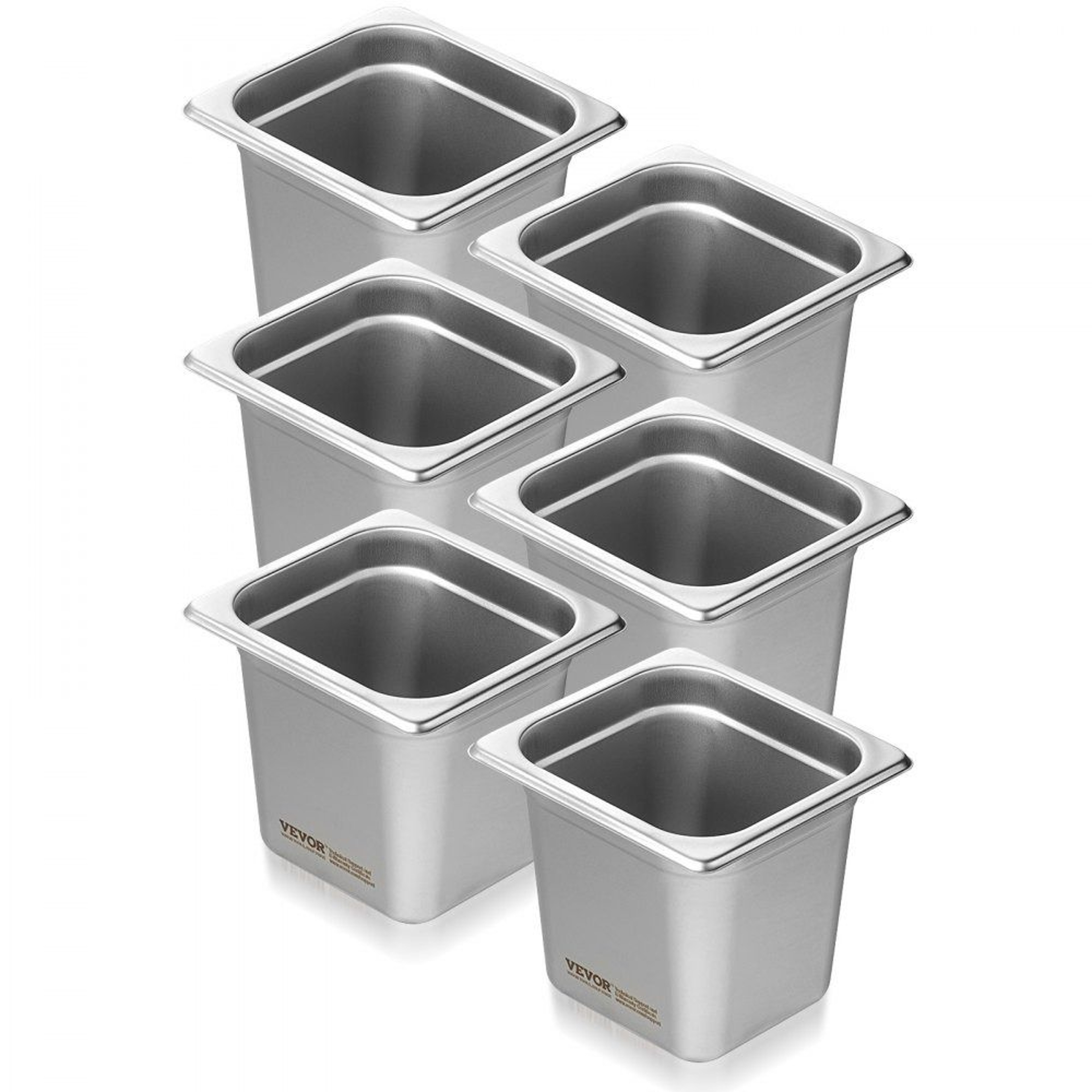 6 Pack Stainless Steel Hotel Pans 16 Size Anti Jam Steam Table Pans 6 Inch Deep 0