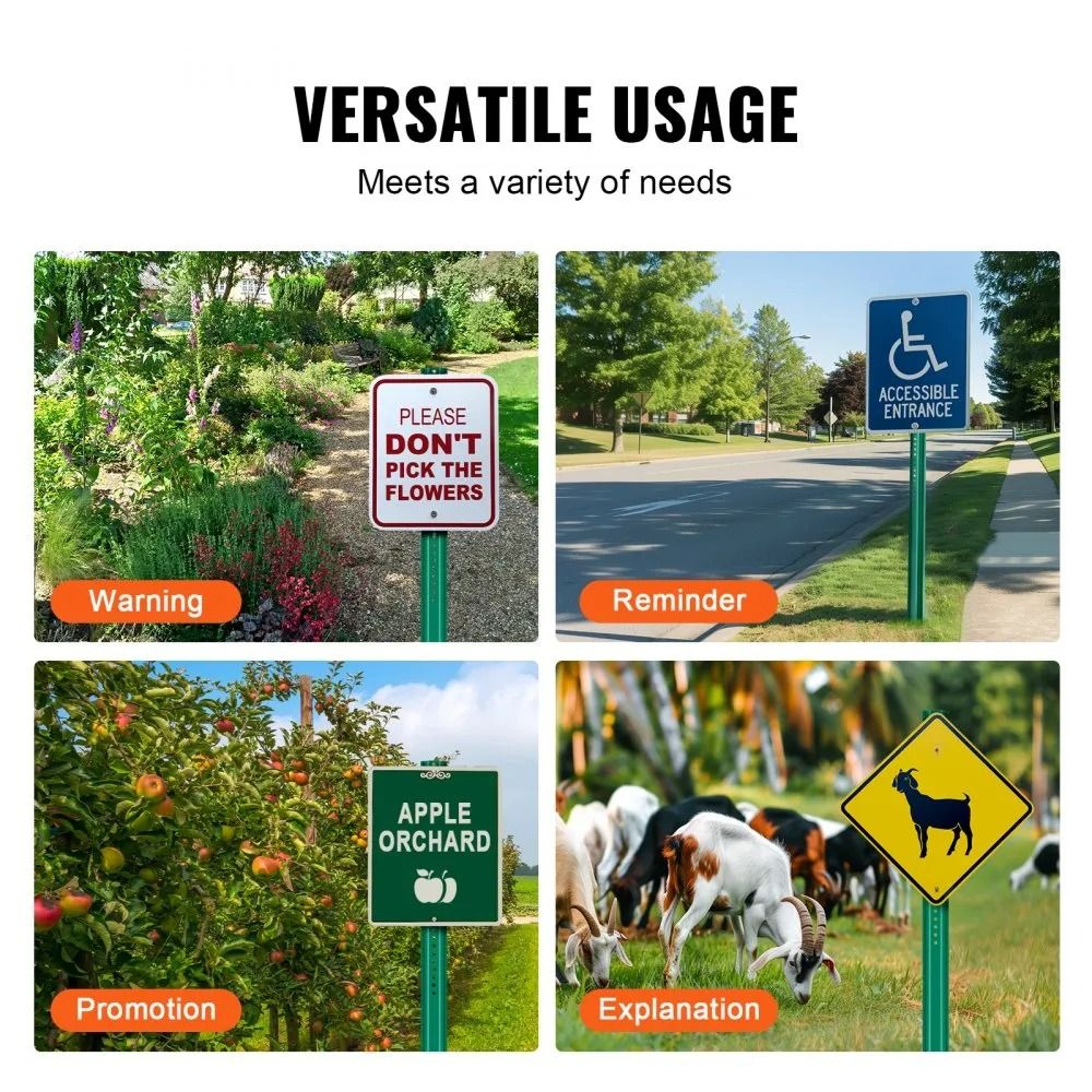 6FT Heavy Duty U Channel Sign Posts 4 Pack Galvanized Steel Outdoor Sign Holders 5